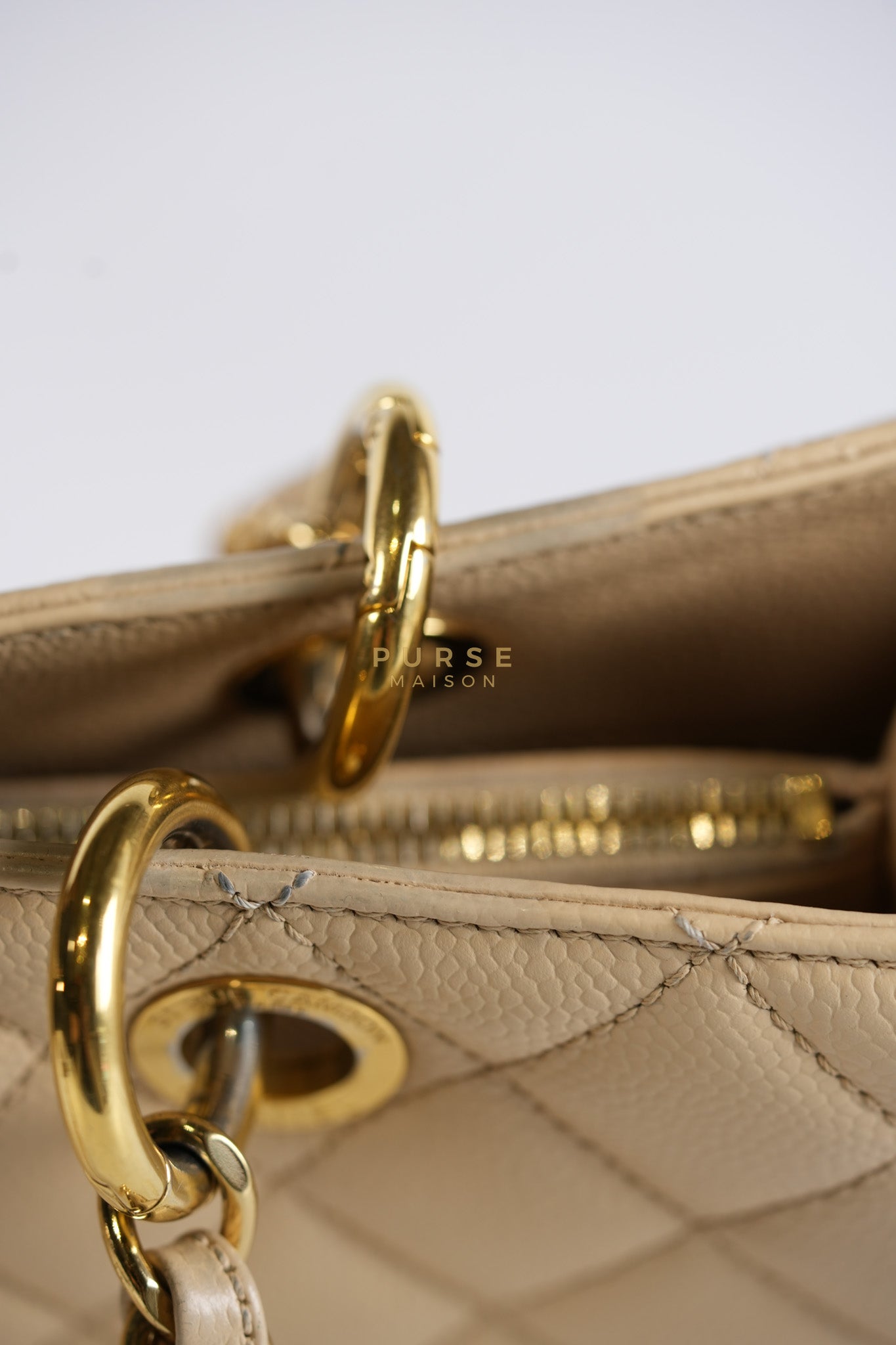 Grand Shopping Tote (GST) Beige in Caviar Leather and Gold Hardware Series 16 | Purse Maison Luxury Bags Shop
