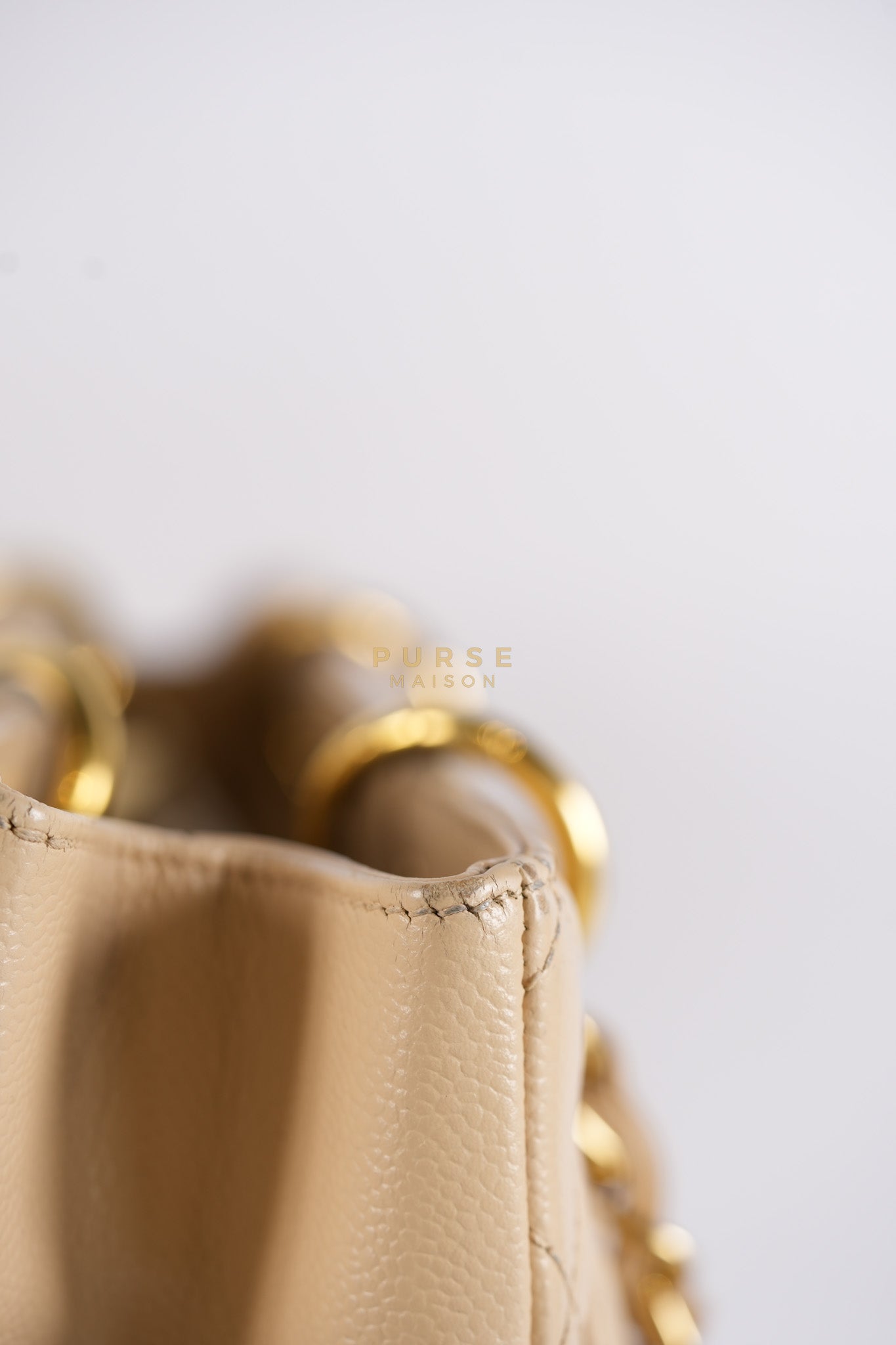 Grand Shopping Tote (GST) Beige in Caviar Leather and Gold Hardware Series 16 | Purse Maison Luxury Bags Shop