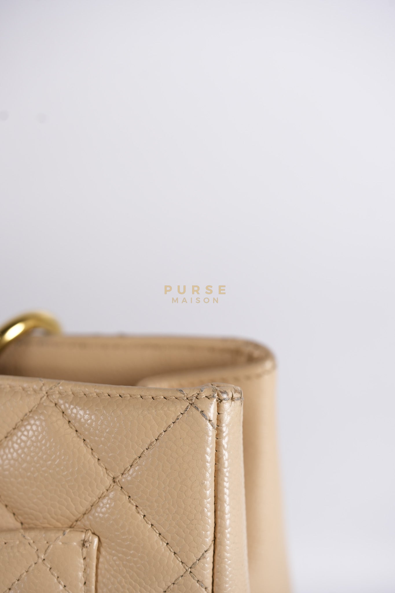 Grand Shopping Tote (GST) Beige in Caviar Leather and Gold Hardware Series 16 | Purse Maison Luxury Bags Shop