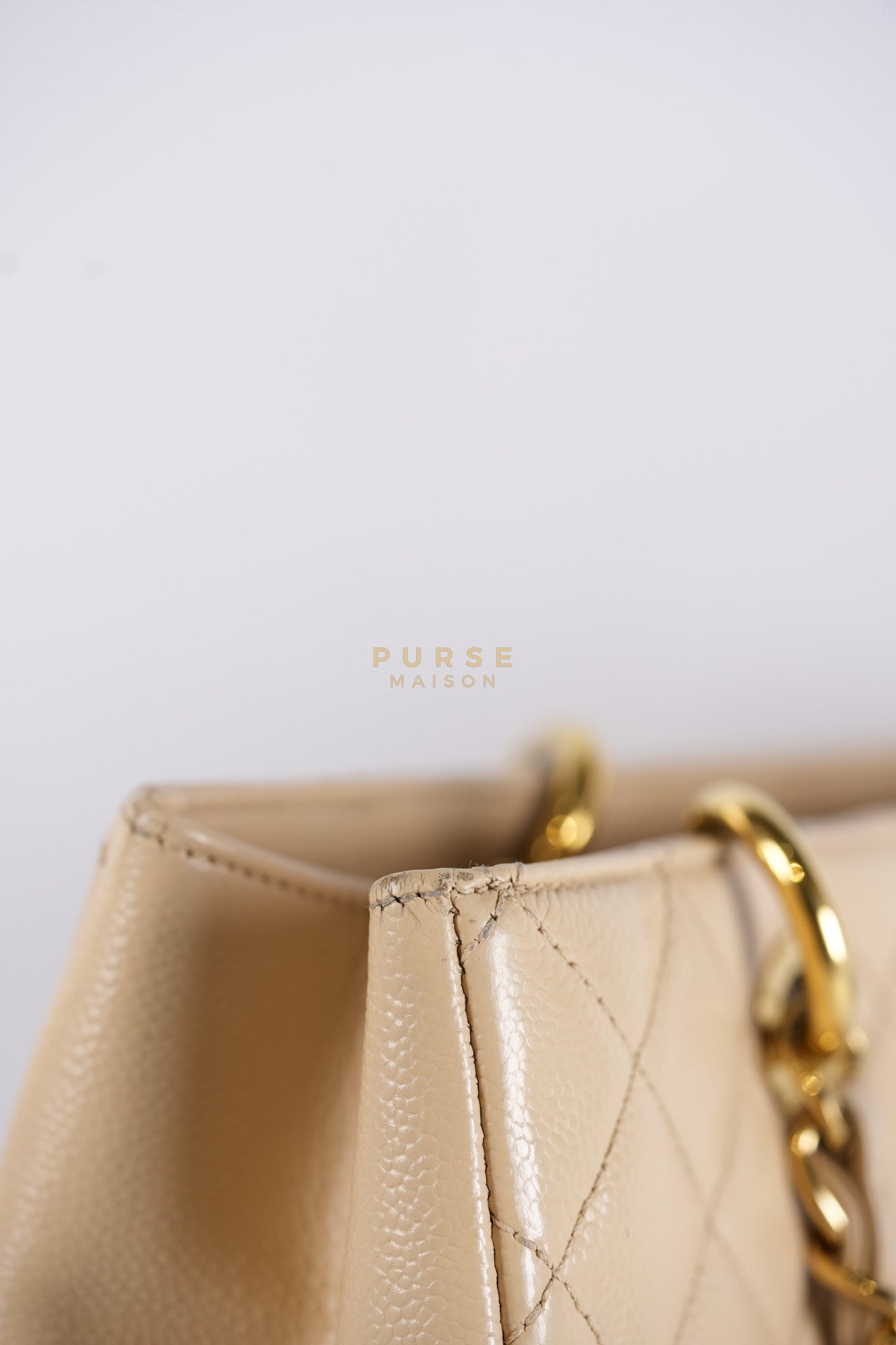 Grand Shopping Tote (GST) Beige in Caviar Leather and Gold Hardware Series 16 | Purse Maison Luxury Bags Shop