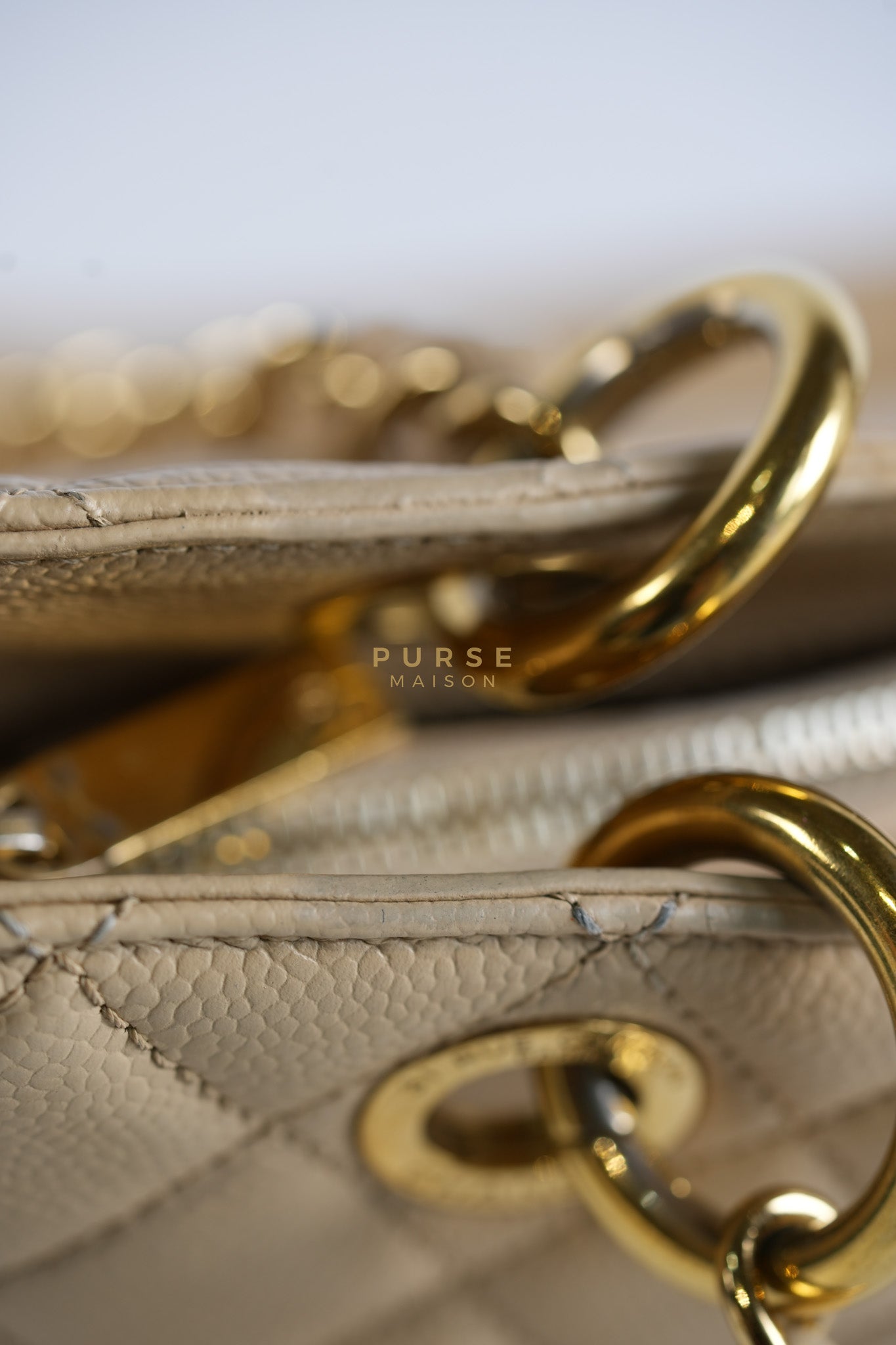Grand Shopping Tote (GST) Beige in Caviar Leather and Gold Hardware Series 16 | Purse Maison Luxury Bags Shop