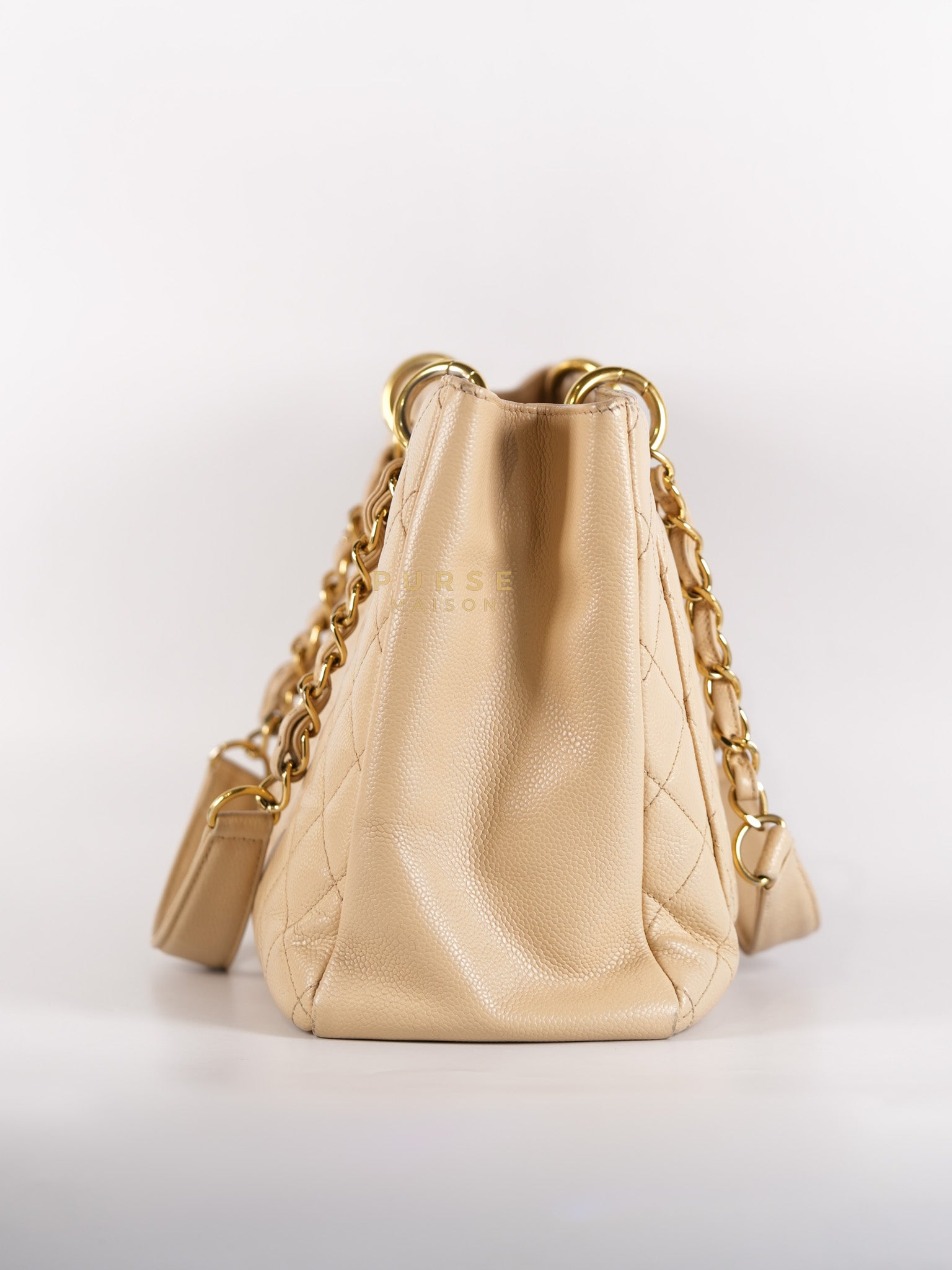 Grand Shopping Tote (GST) Beige in Caviar Leather and Gold Hardware Series 16 | Purse Maison Luxury Bags Shop