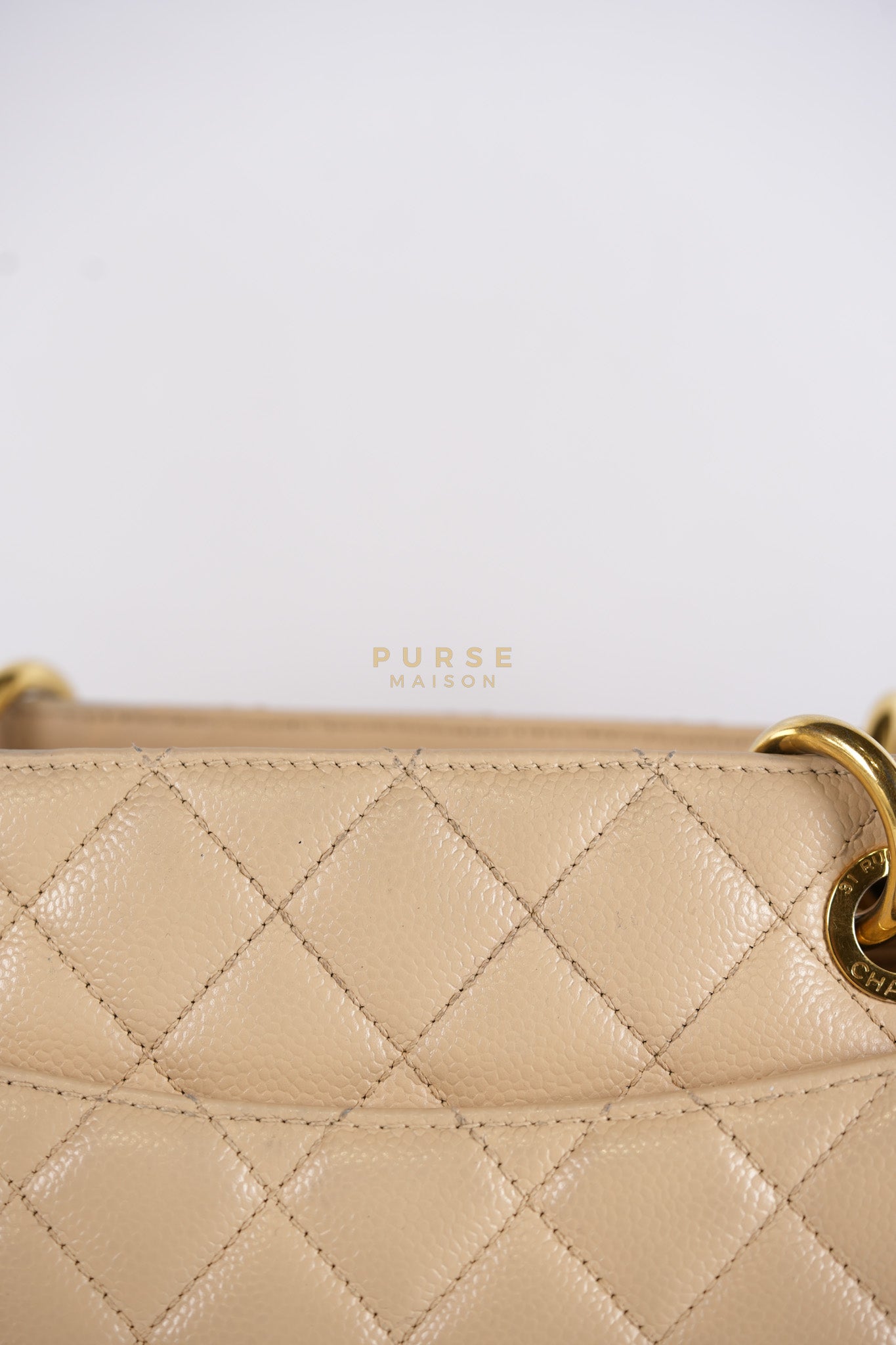 Grand Shopping Tote (GST) Beige in Caviar Leather and Gold Hardware Series 16 | Purse Maison Luxury Bags Shop