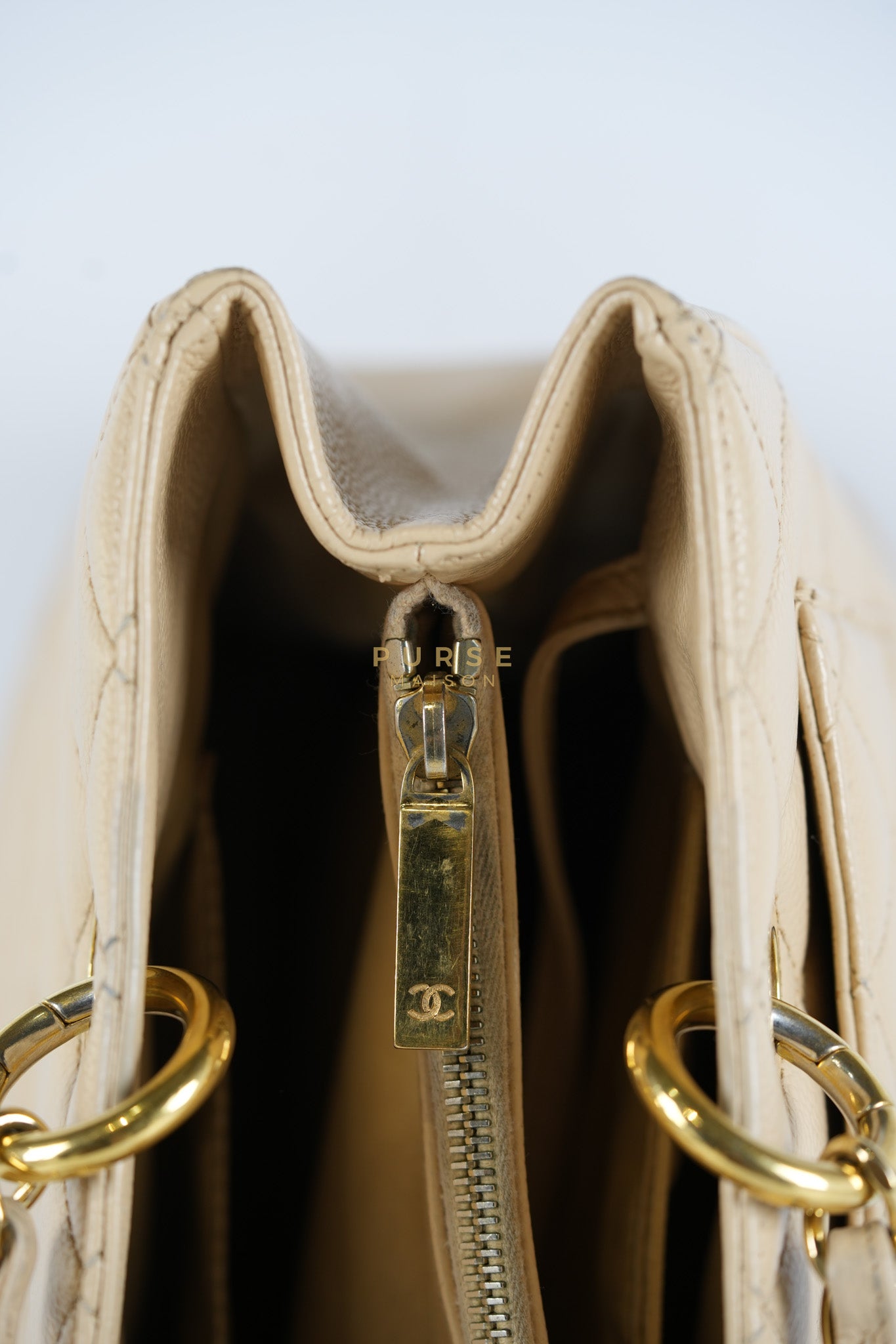 Grand Shopping Tote (GST) Beige in Caviar Leather and Gold Hardware Series 16 | Purse Maison Luxury Bags Shop