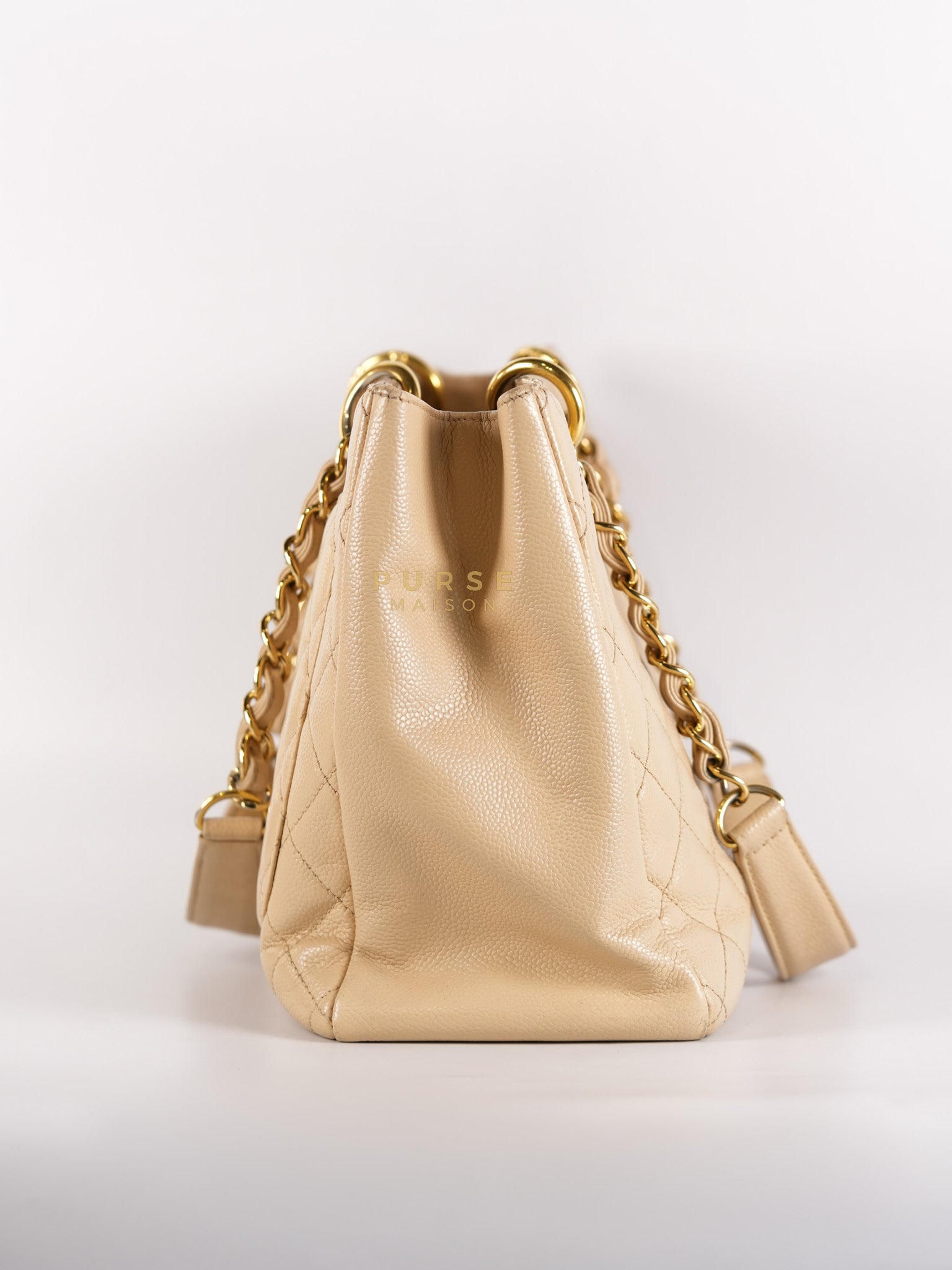 Grand Shopping Tote (GST) Beige in Caviar Leather and Gold Hardware Series 16 | Purse Maison Luxury Bags Shop
