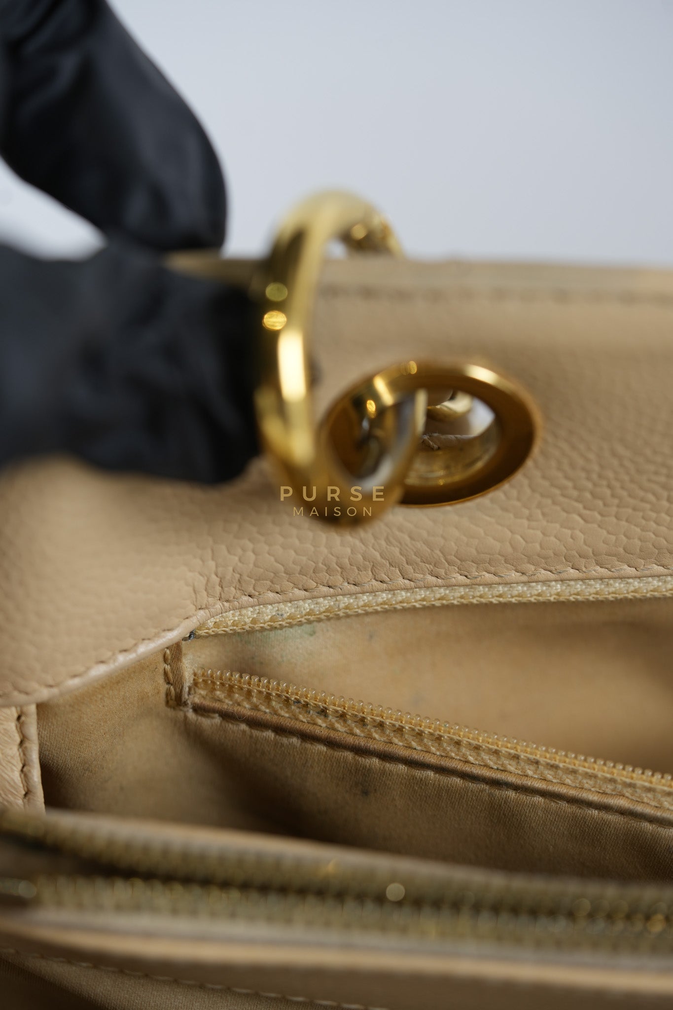 Grand Shopping Tote (GST) Beige in Caviar Leather and Gold Hardware Series 16 | Purse Maison Luxury Bags Shop