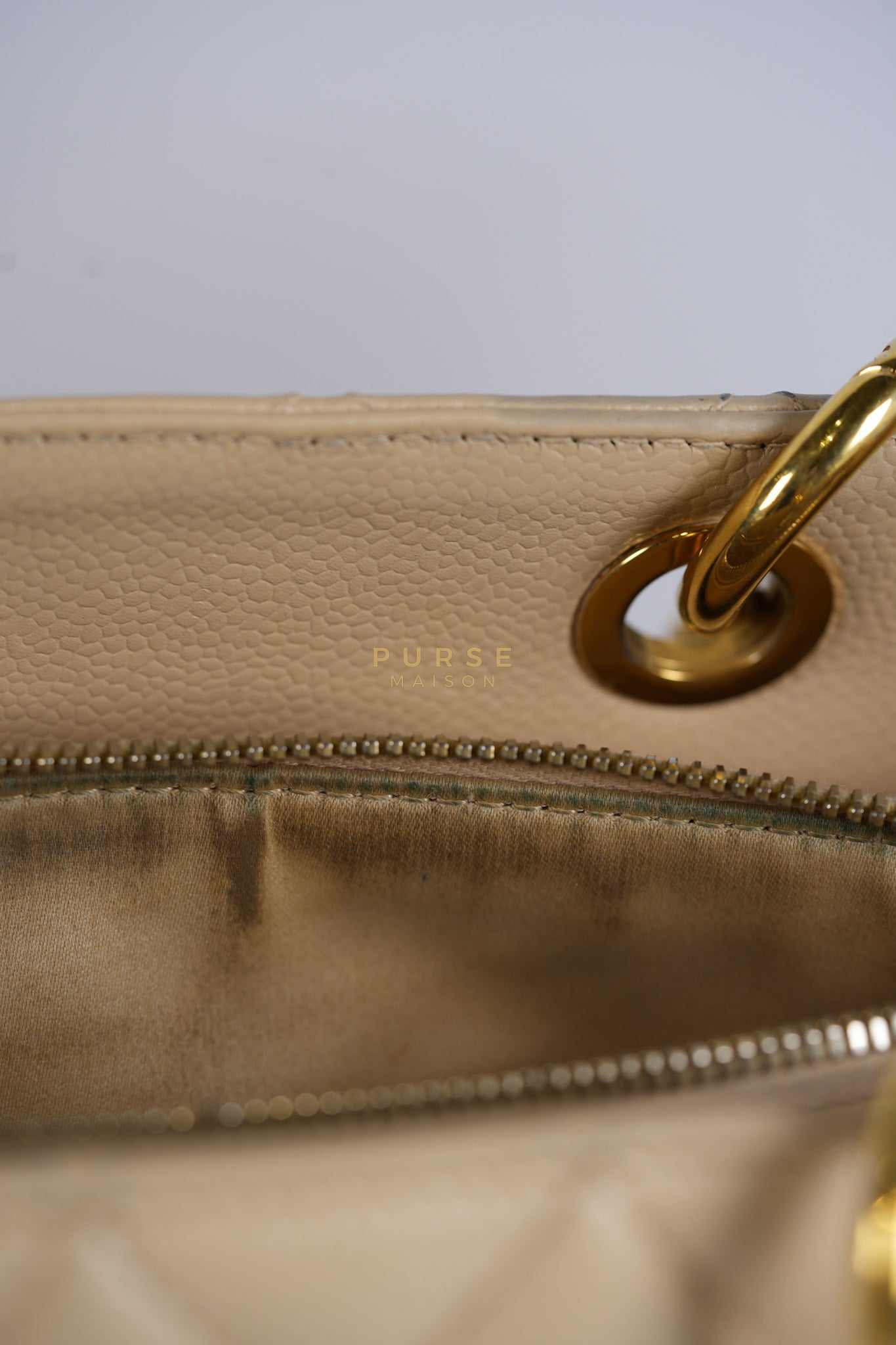 Grand Shopping Tote (GST) Beige in Caviar Leather and Gold Hardware Series 16 | Purse Maison Luxury Bags Shop