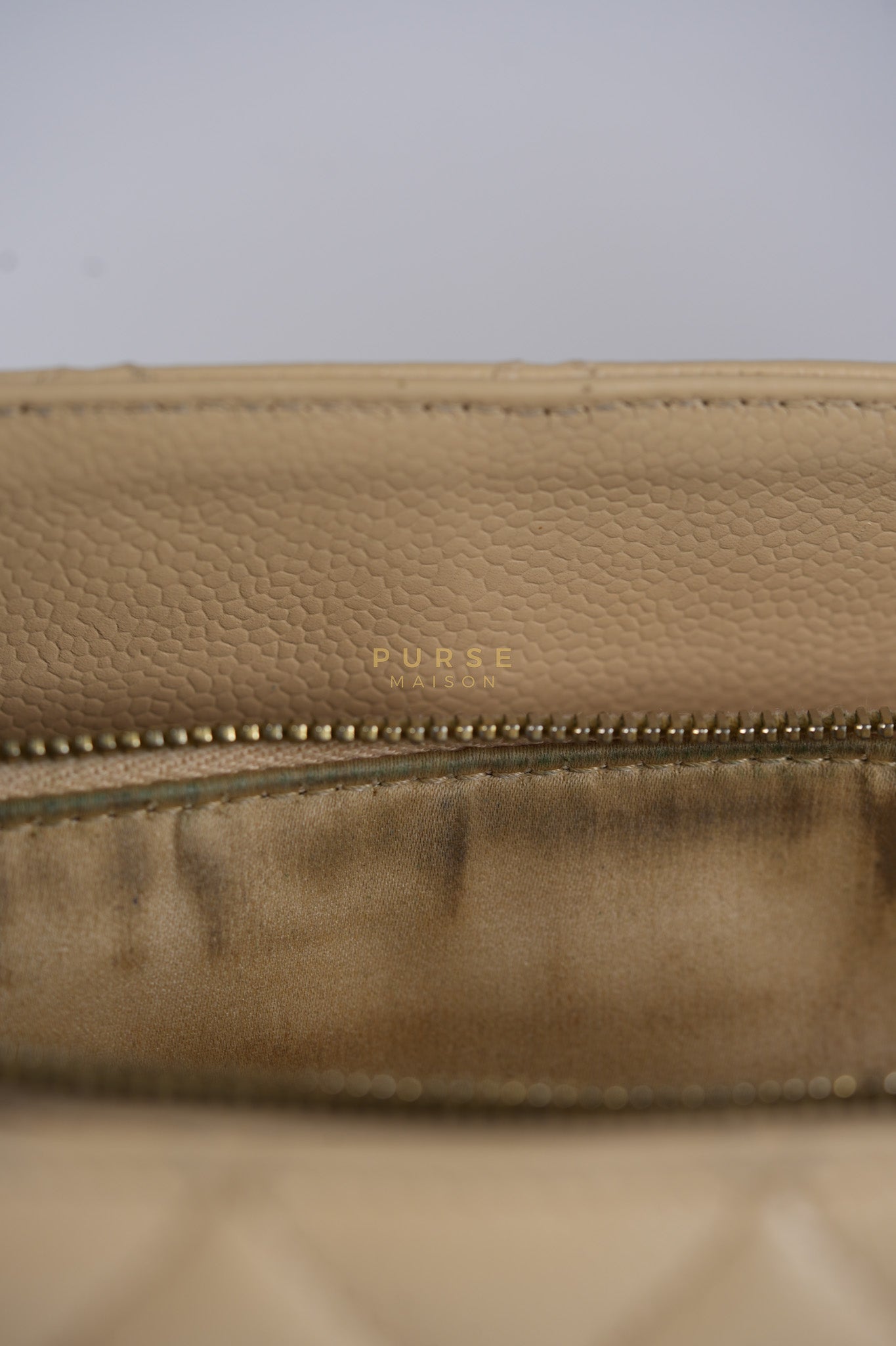 Grand Shopping Tote (GST) Beige in Caviar Leather and Gold Hardware Series 16 | Purse Maison Luxury Bags Shop