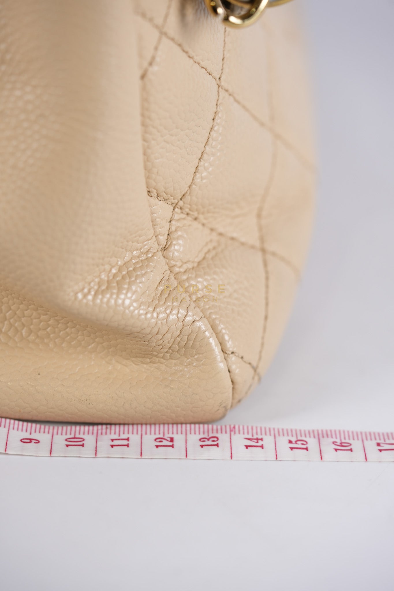 Grand Shopping Tote (GST) Beige in Caviar Leather and Gold Hardware Series 16 | Purse Maison Luxury Bags Shop