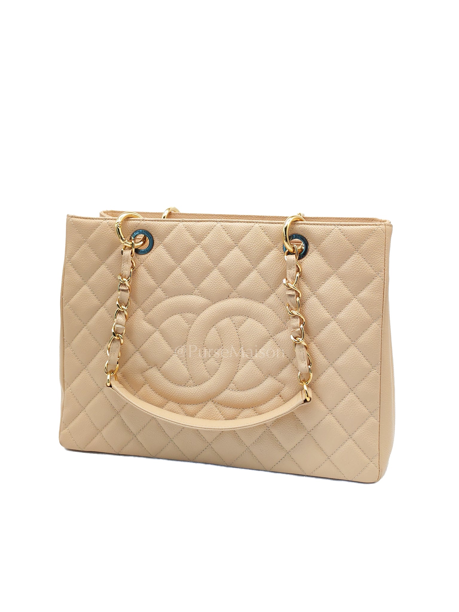 Grand Shopping Tote (GST) in Beige Caviar Leather and Gold Hardware Series 17 | Purse Maison Luxury Bags Shop