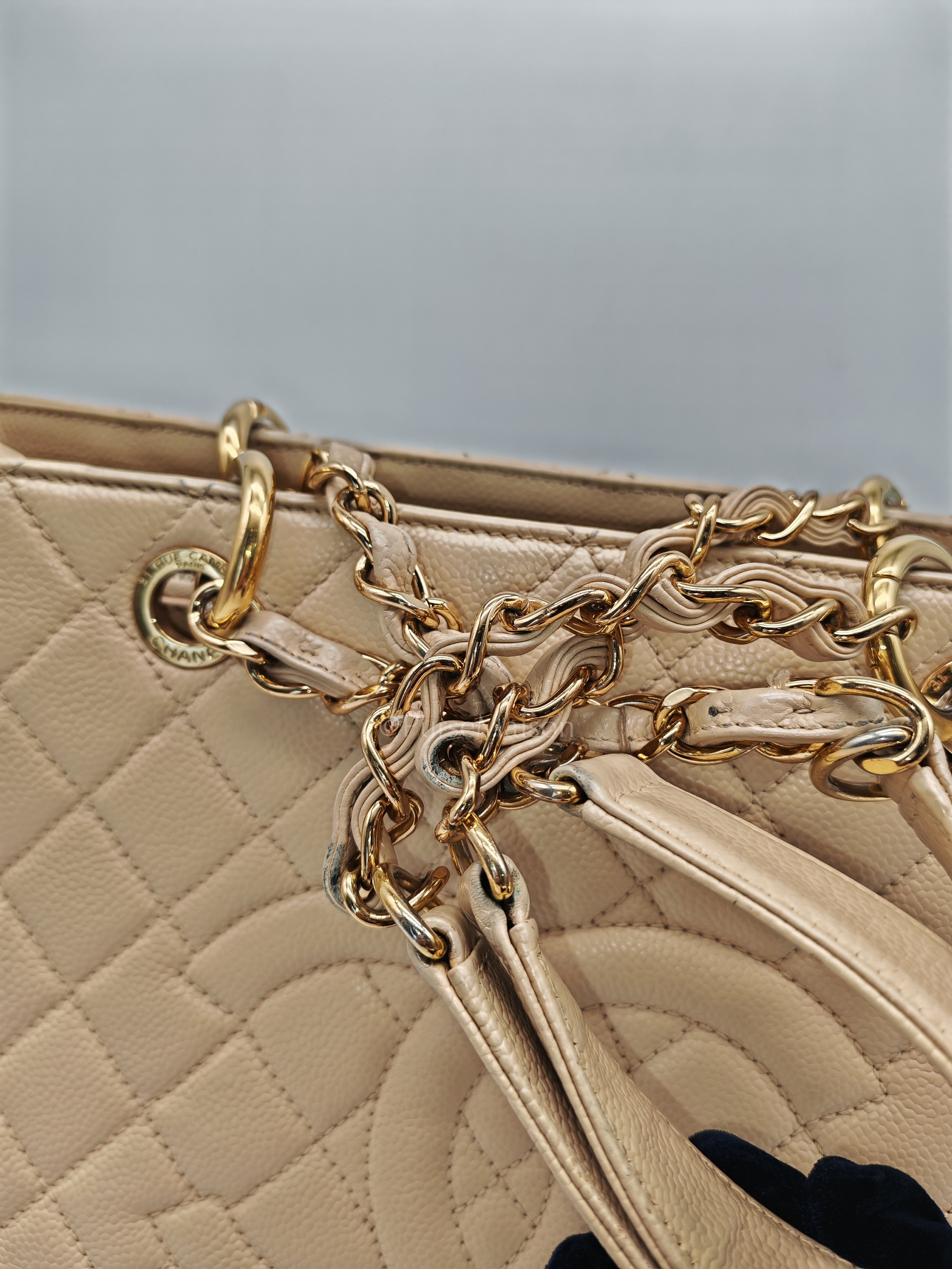 Grand Shopping Tote (GST) In Beige Clair Quilted Caviar Leather Series 16 | Purse Maison Luxury Bags Shop