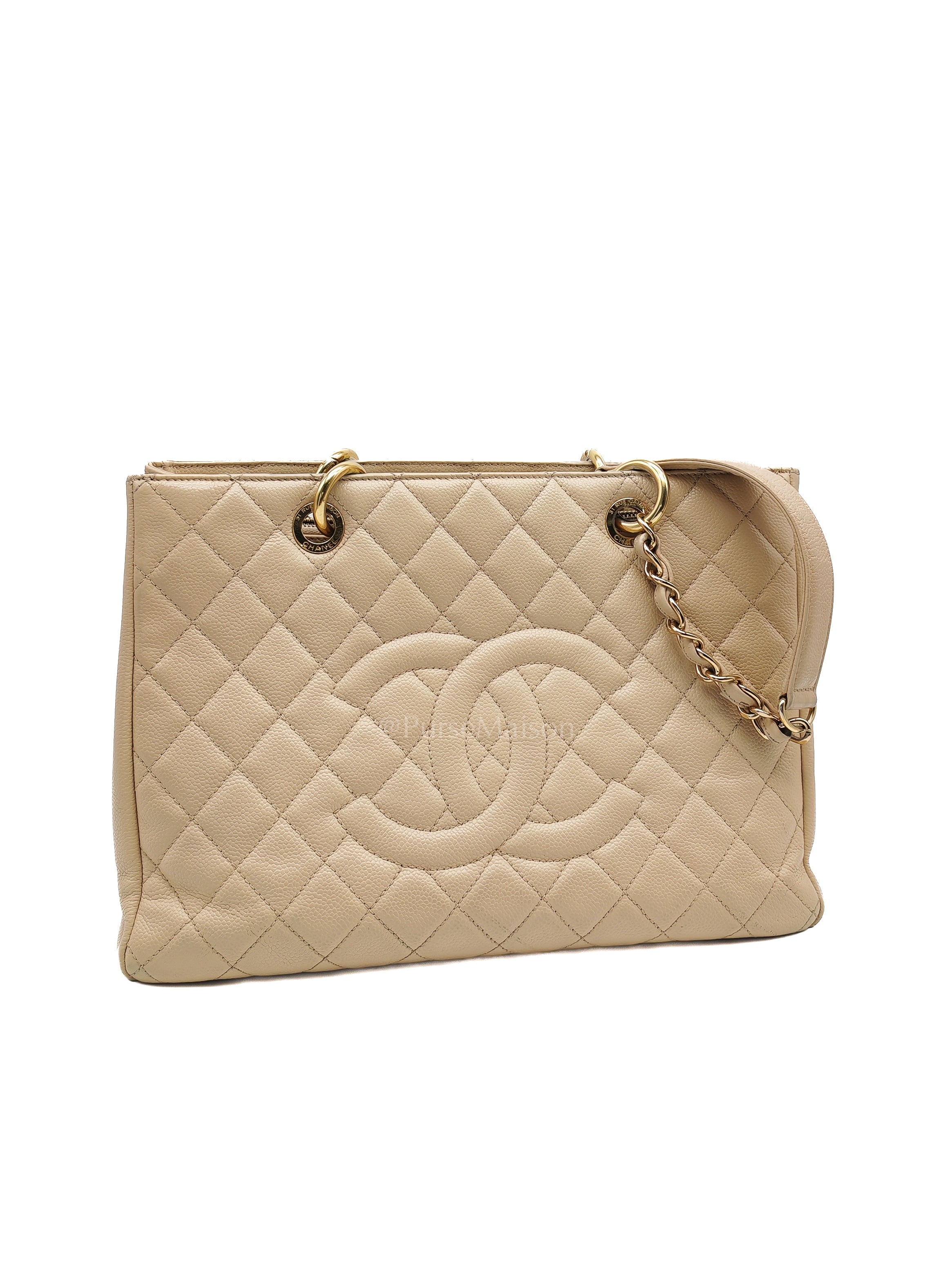 Grand Shopping Tote (GST) In Beige Clair Quilted Caviar Leather Series 16 | Purse Maison Luxury Bags Shop