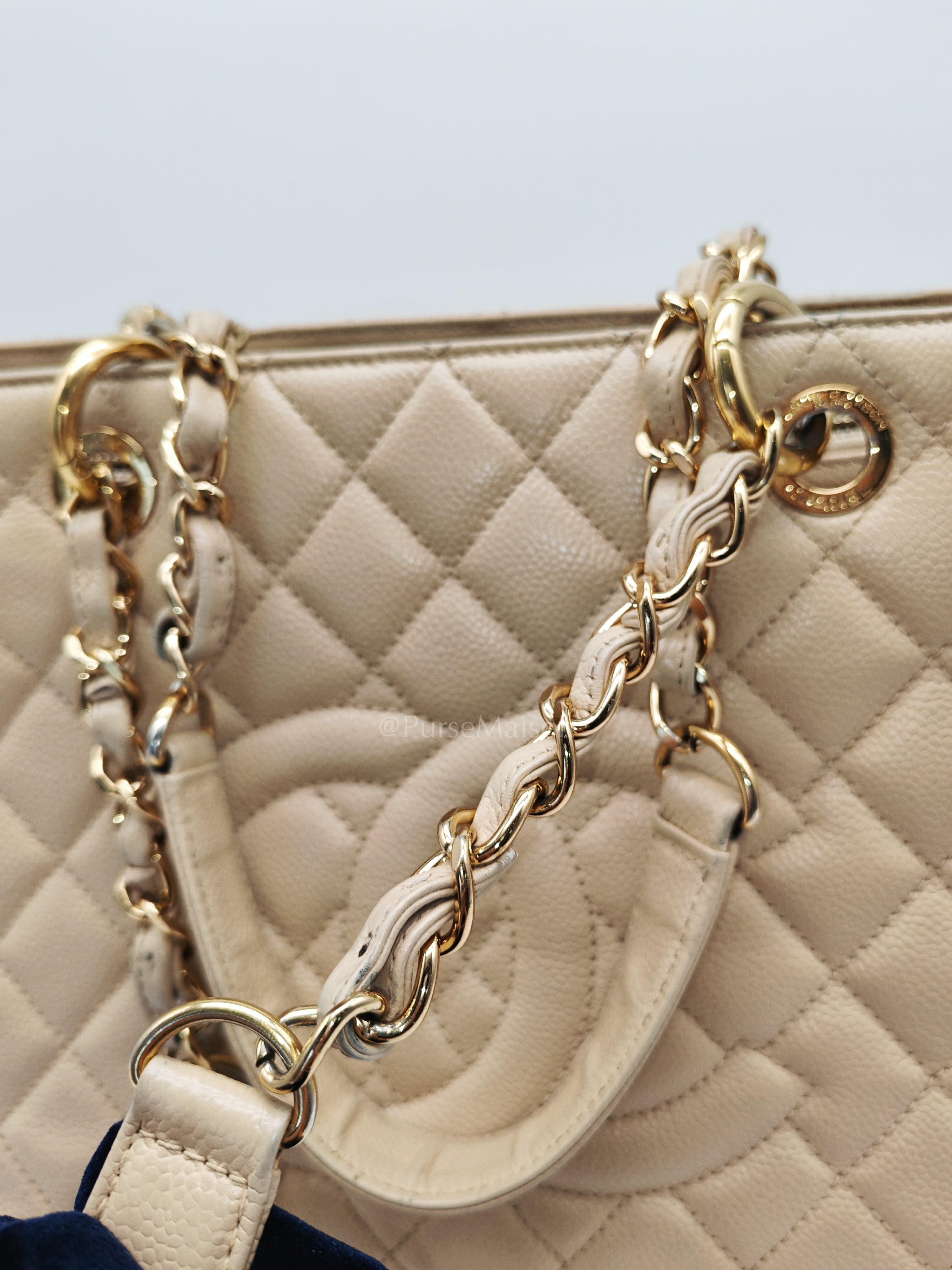 Grand Shopping Tote (GST) In Beige Clair Quilted Caviar Leather Series 16 | Purse Maison Luxury Bags Shop