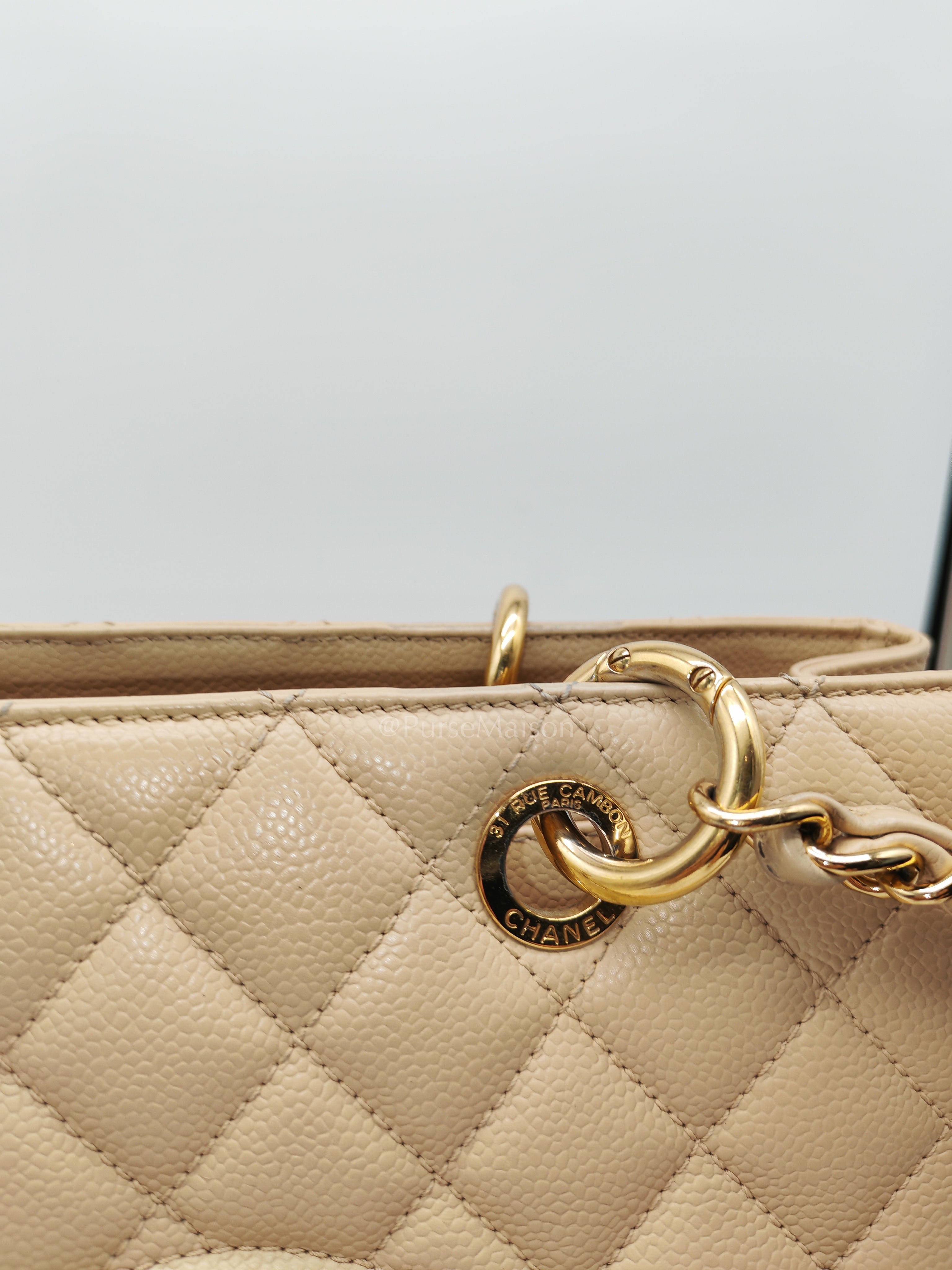 Grand Shopping Tote (GST) In Beige Clair Quilted Caviar Leather Series 16 | Purse Maison Luxury Bags Shop