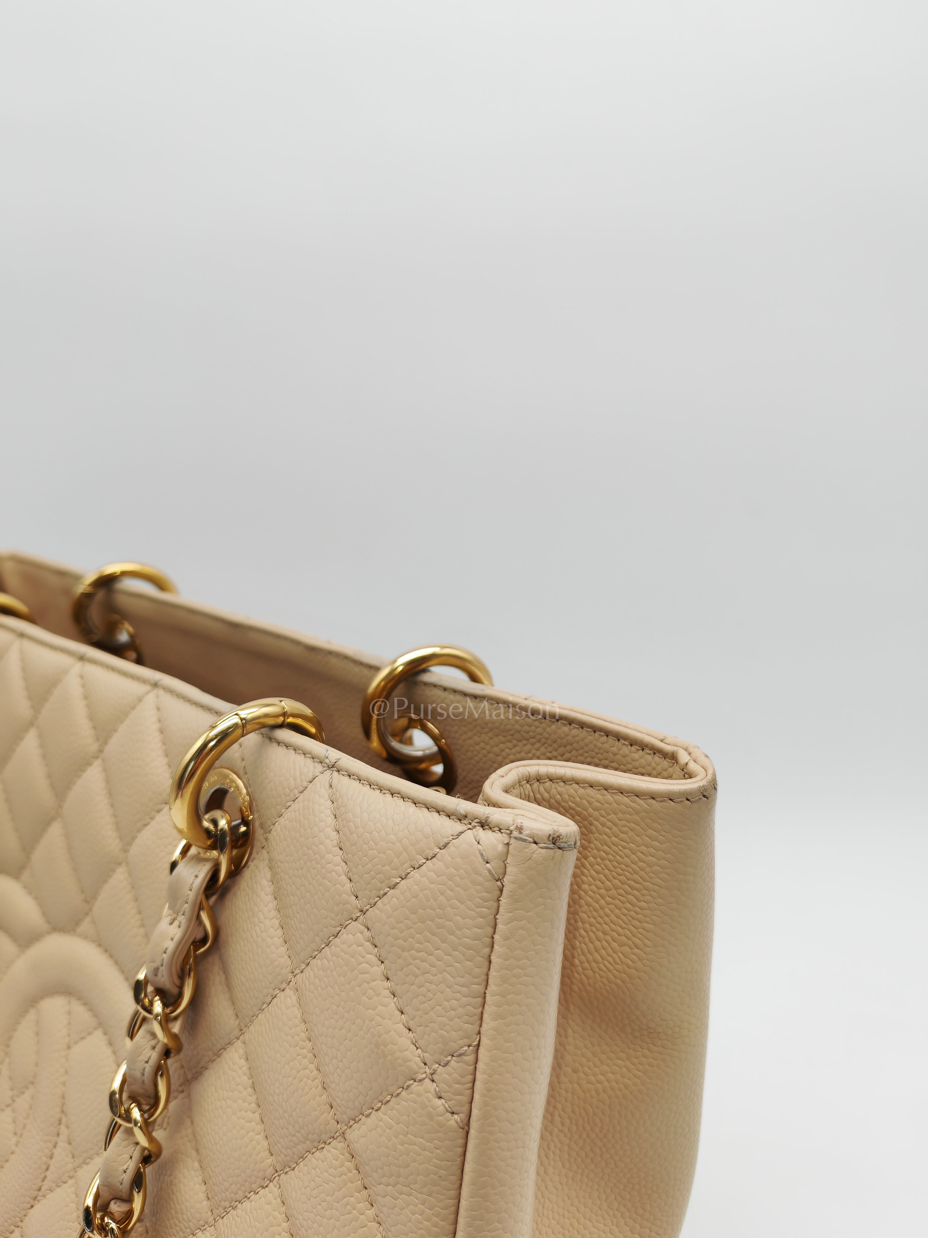 Grand Shopping Tote (GST) In Beige Clair Quilted Caviar Leather Series 16 | Purse Maison Luxury Bags Shop