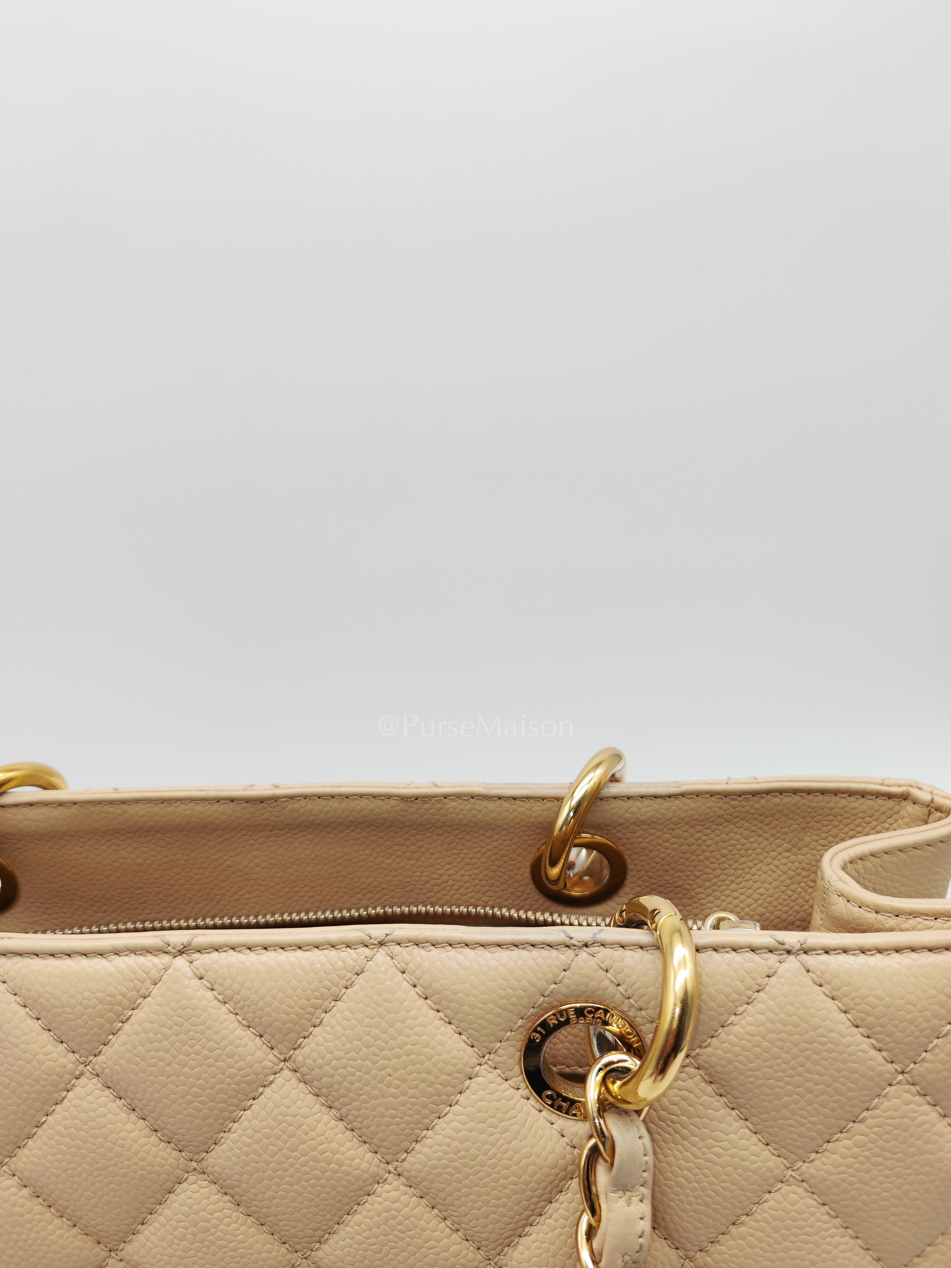 Grand Shopping Tote (GST) In Beige Clair Quilted Caviar Leather Series 16 | Purse Maison Luxury Bags Shop