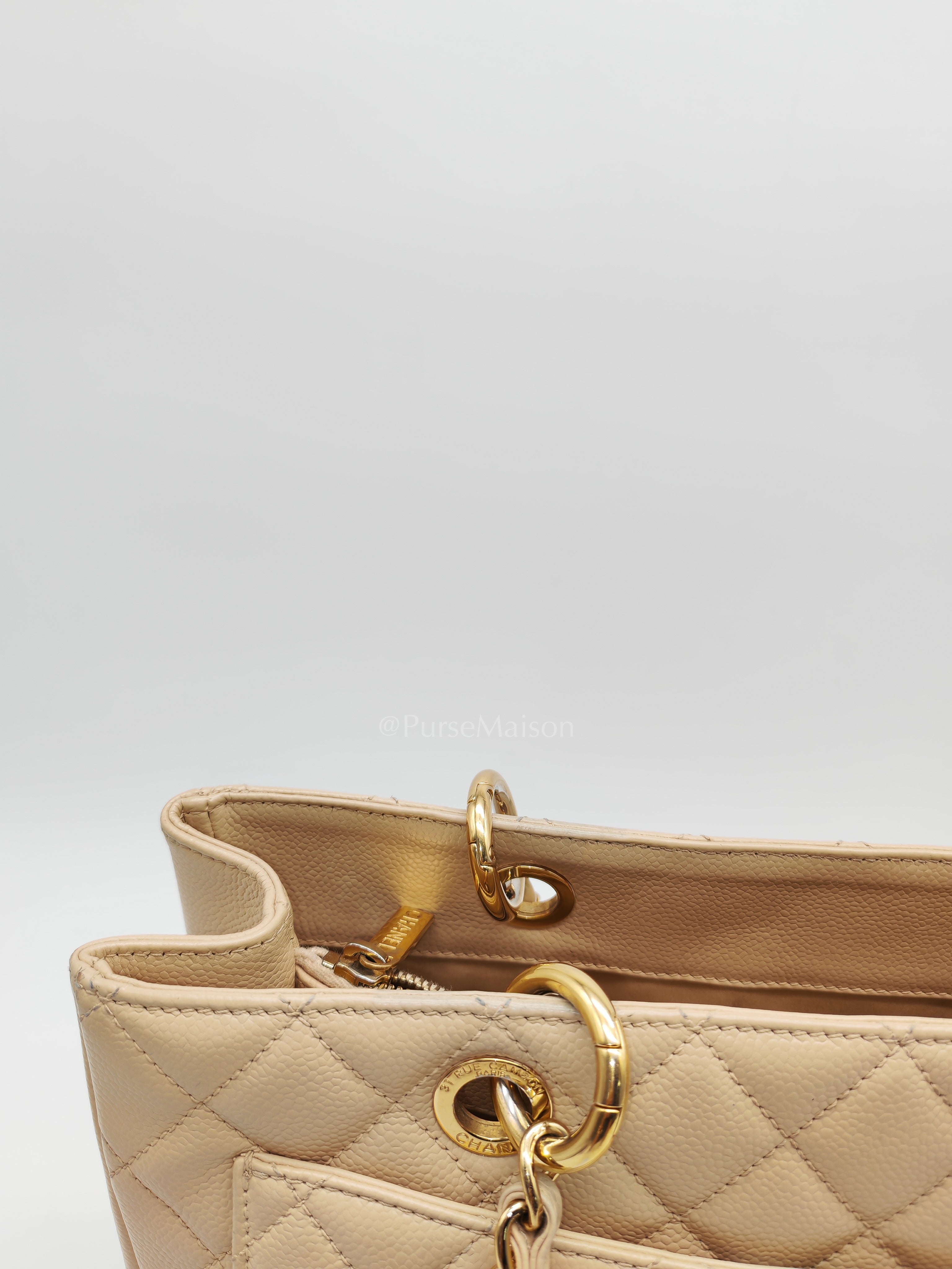Grand Shopping Tote (GST) In Beige Clair Quilted Caviar Leather Series 16 | Purse Maison Luxury Bags Shop