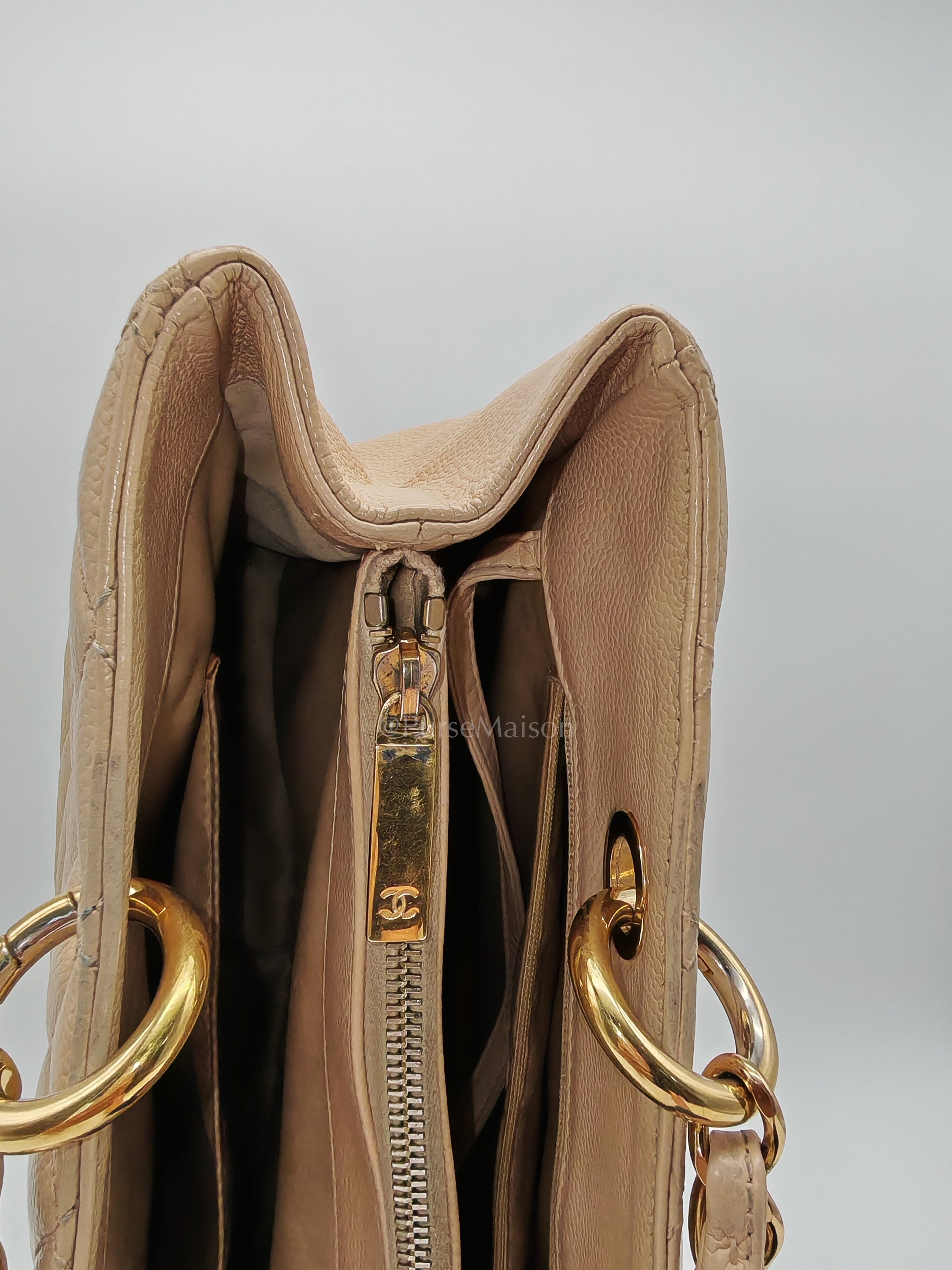 Grand Shopping Tote (GST) In Beige Clair Quilted Caviar Leather Series 16 | Purse Maison Luxury Bags Shop