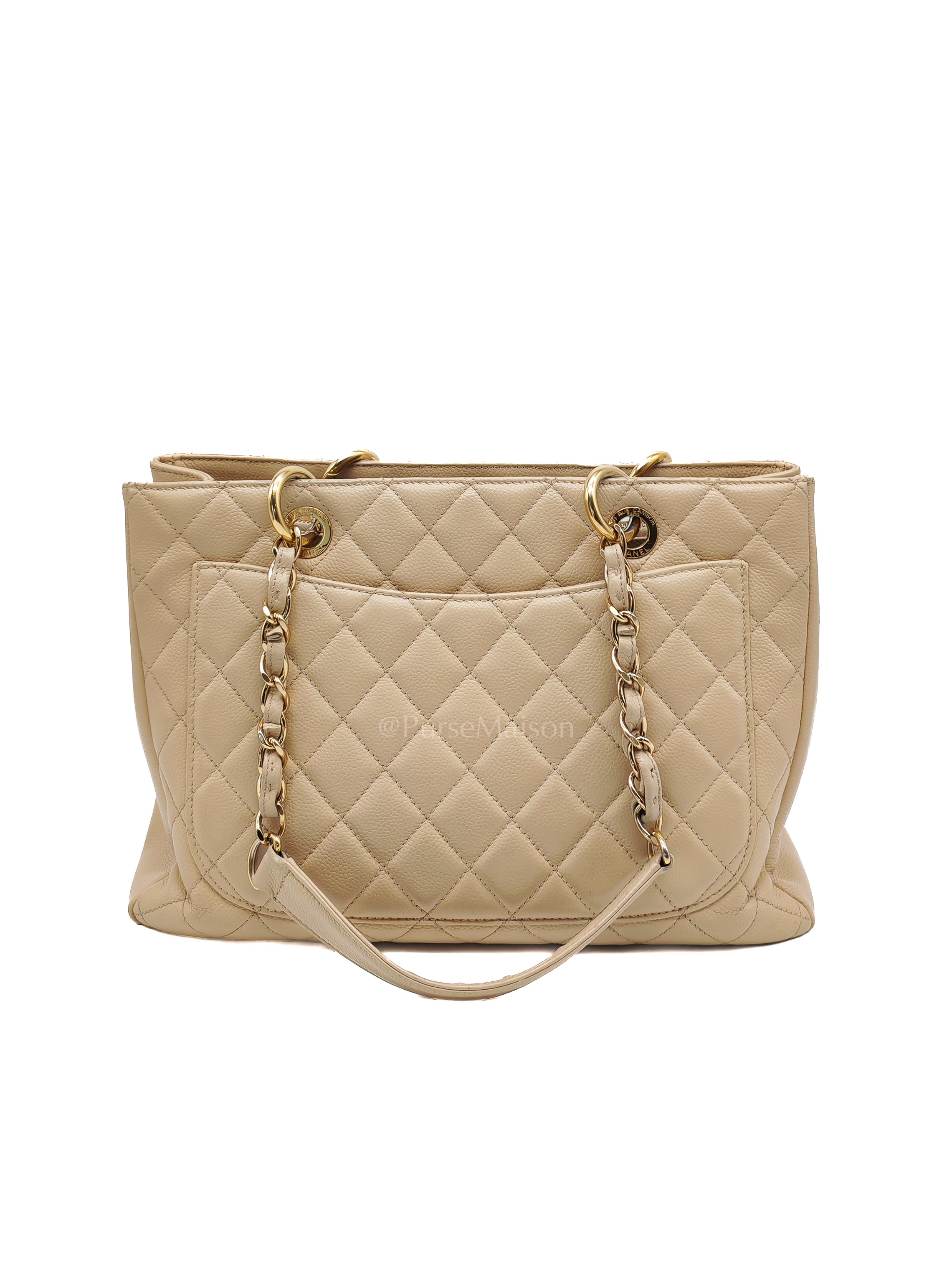 Grand Shopping Tote (GST) In Beige Clair Quilted Caviar Leather Series 16 | Purse Maison Luxury Bags Shop