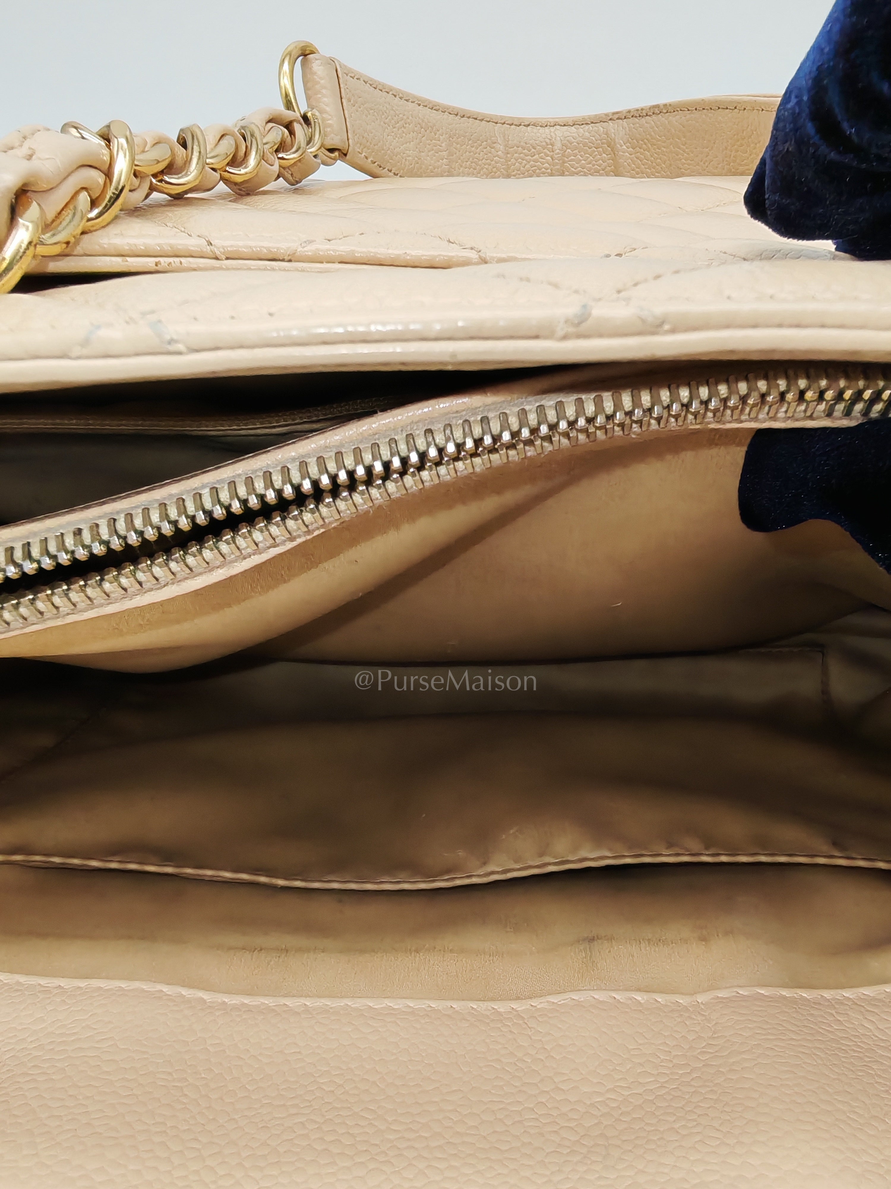 Grand Shopping Tote (GST) In Beige Clair Quilted Caviar Leather Series 16 | Purse Maison Luxury Bags Shop