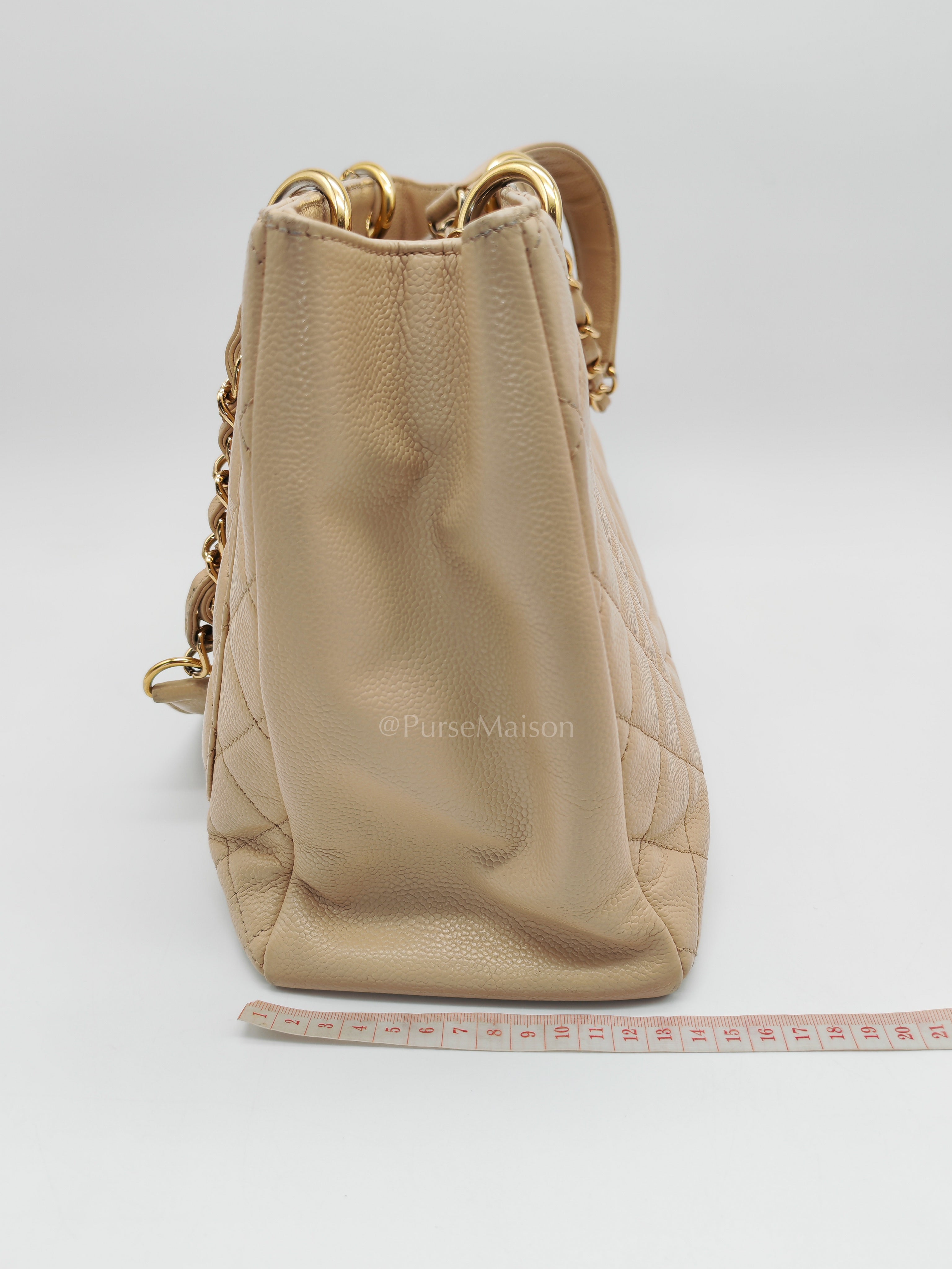 Grand Shopping Tote (GST) In Beige Clair Quilted Caviar Leather Series 16 | Purse Maison Luxury Bags Shop