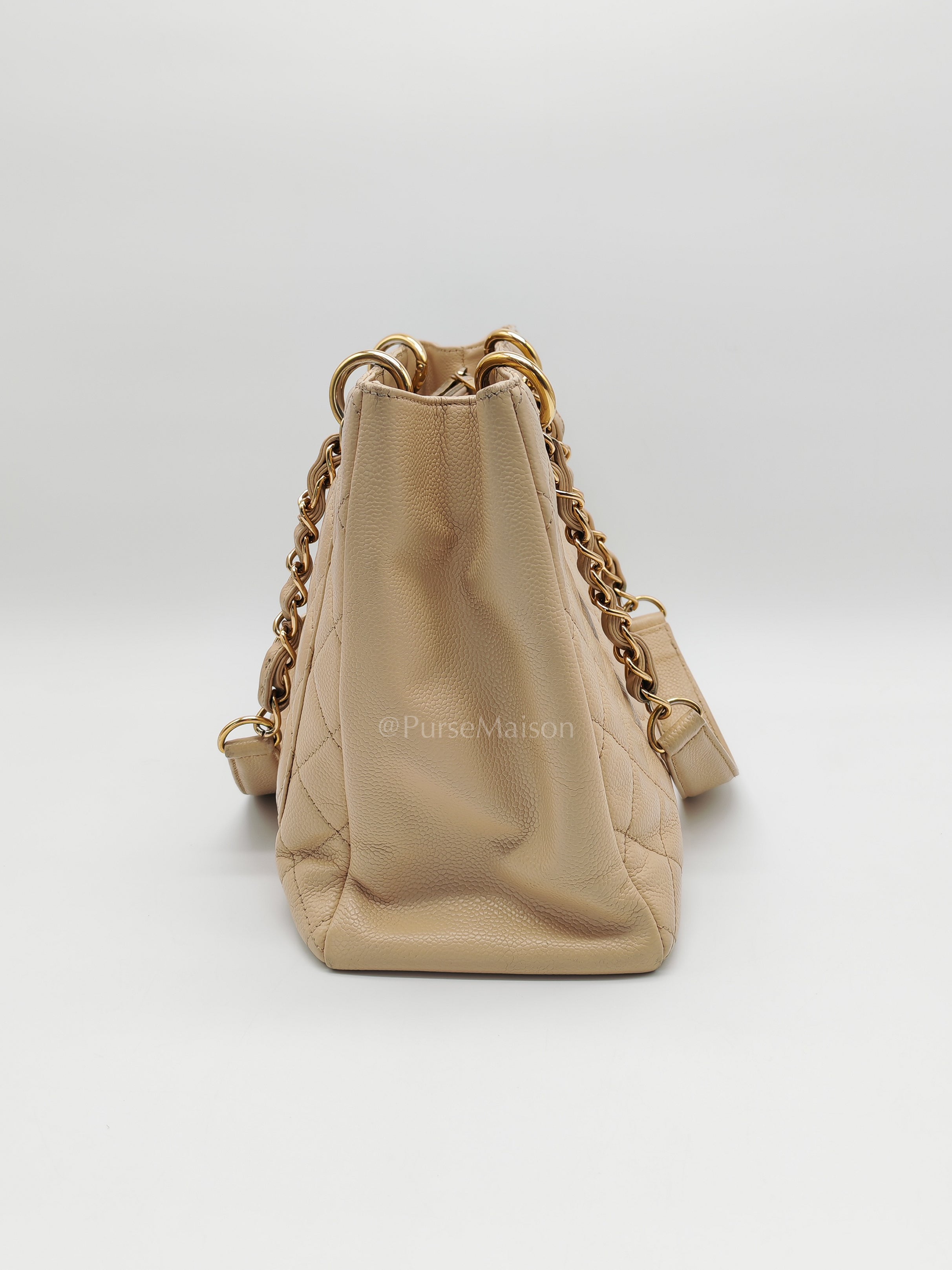 Grand Shopping Tote (GST) In Beige Clair Quilted Caviar Leather Series 16 | Purse Maison Luxury Bags Shop