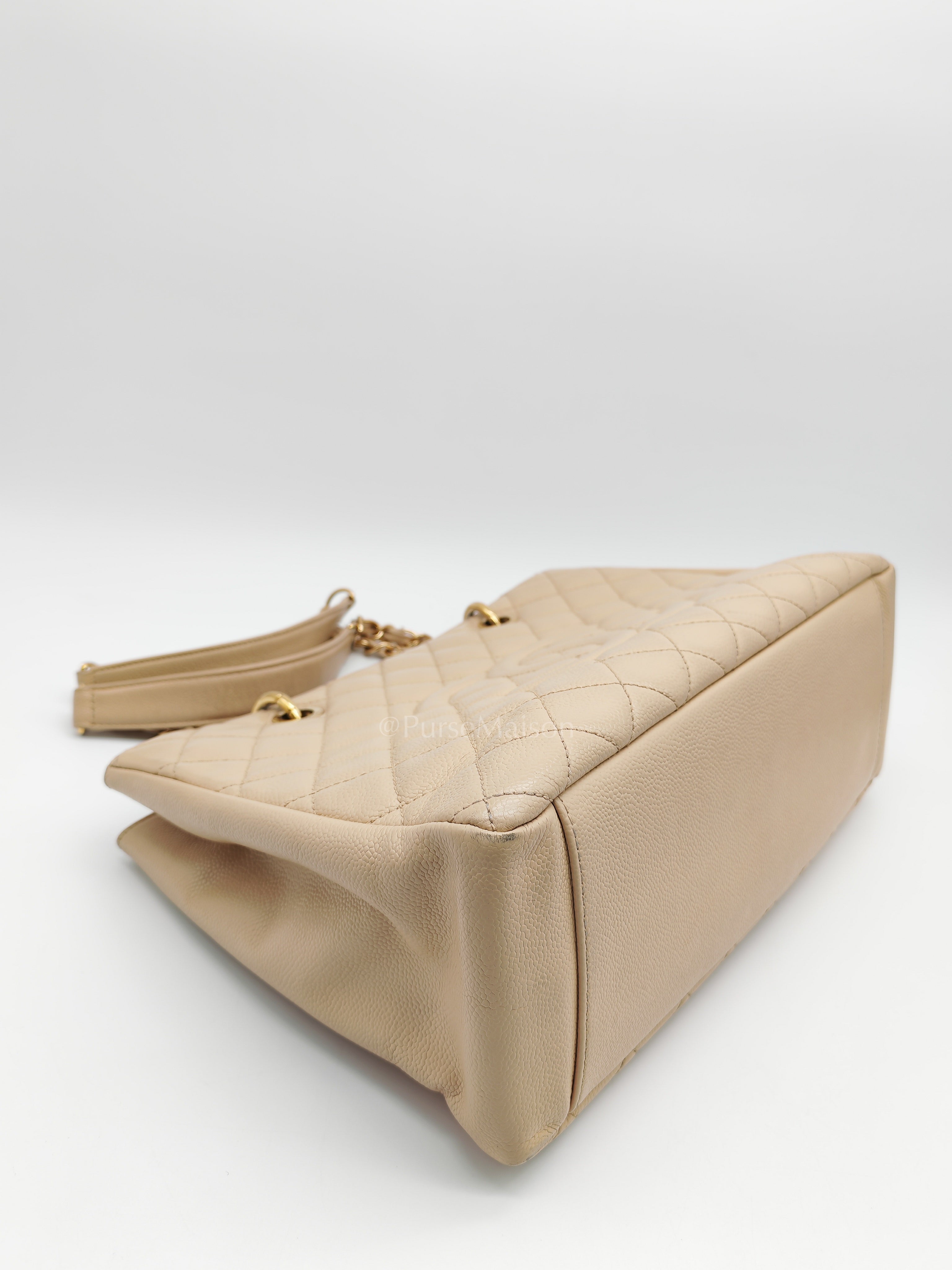 Grand Shopping Tote (GST) In Beige Clair Quilted Caviar Leather Series 16 | Purse Maison Luxury Bags Shop