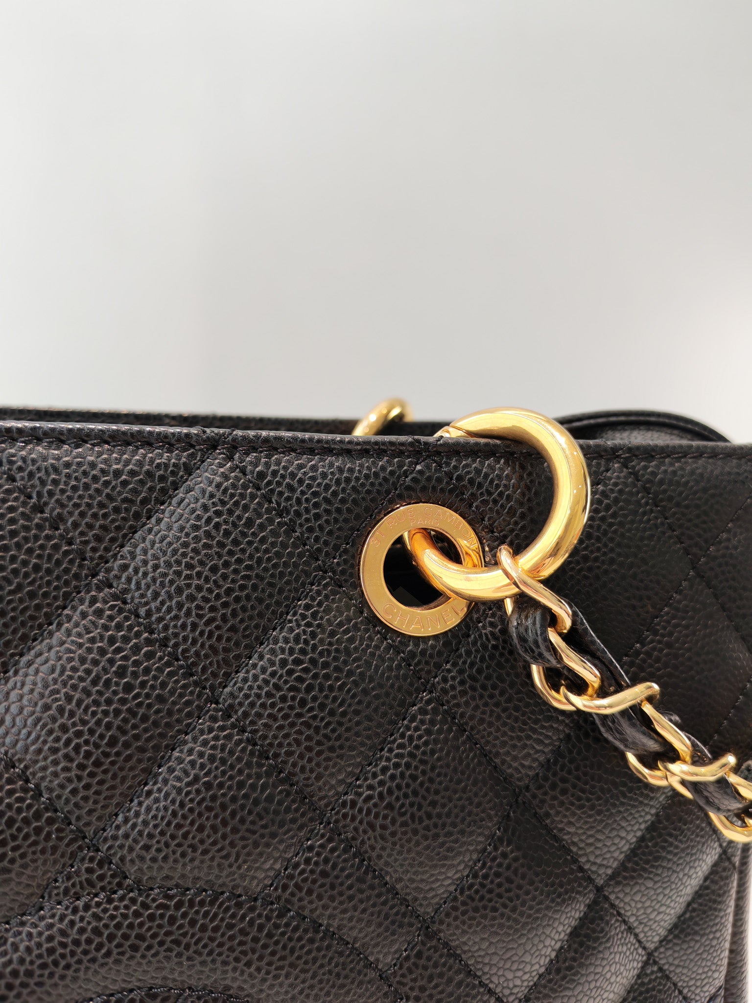 Grand Shopping Tote (GST) in Black Caviar Leather and Gold Hardware Series 19/63 | Purse Maison Luxury Bags Shop
