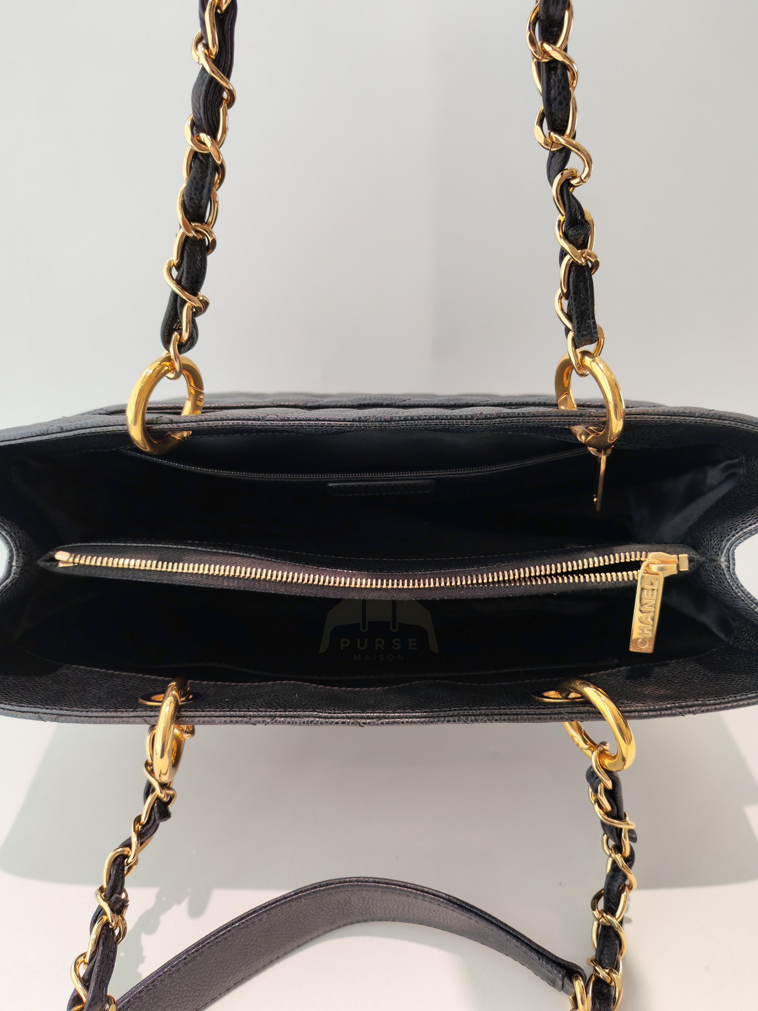 Grand Shopping Tote (GST) in Black Caviar Leather and Gold Hardware Series 19/63 | Purse Maison Luxury Bags Shop