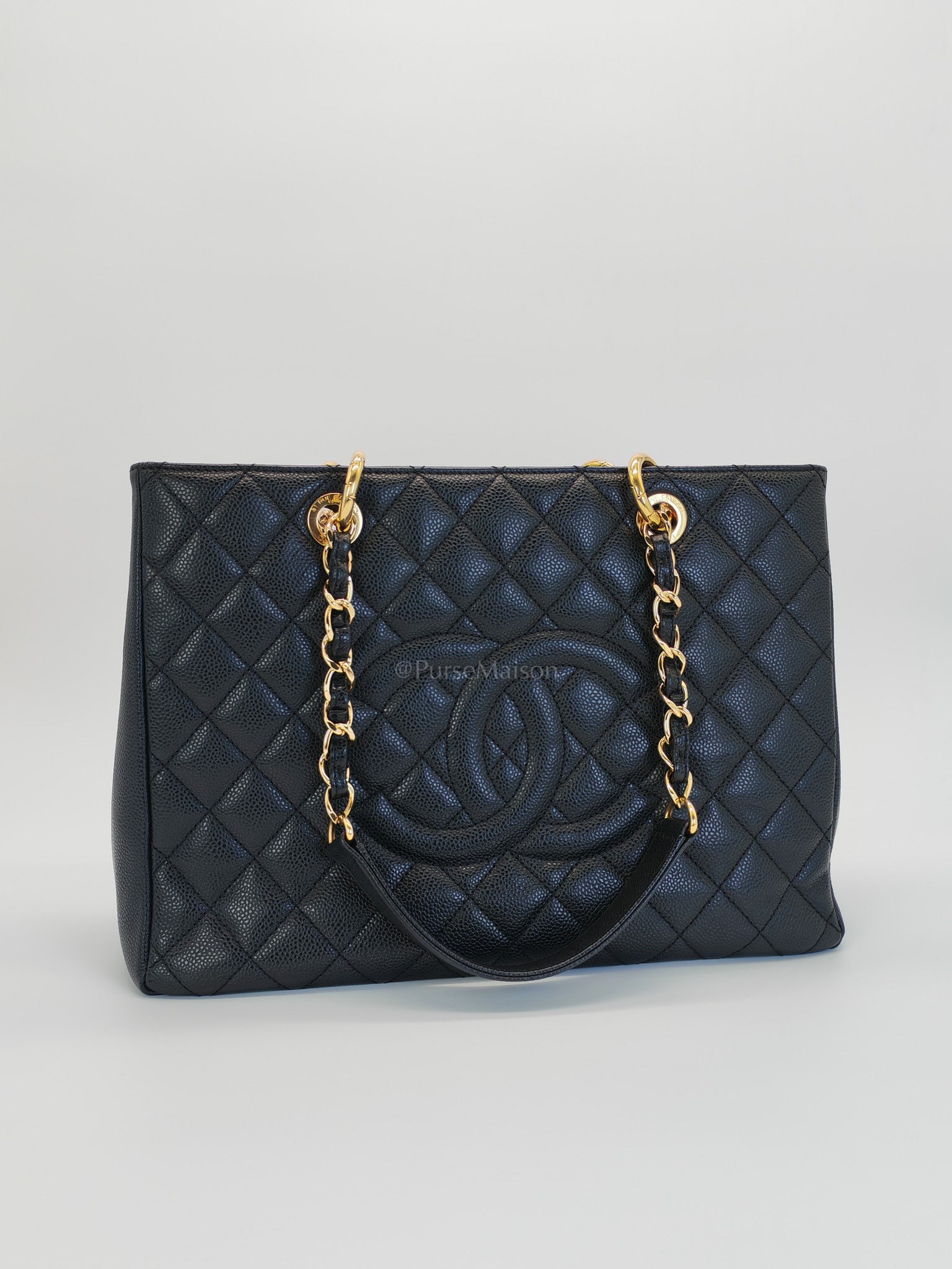 Grand Shopping Tote (GST) in Black Caviar Quilted Leather and Gold Hardware Black Series 16 | Purse Maison Luxury Bags Shop