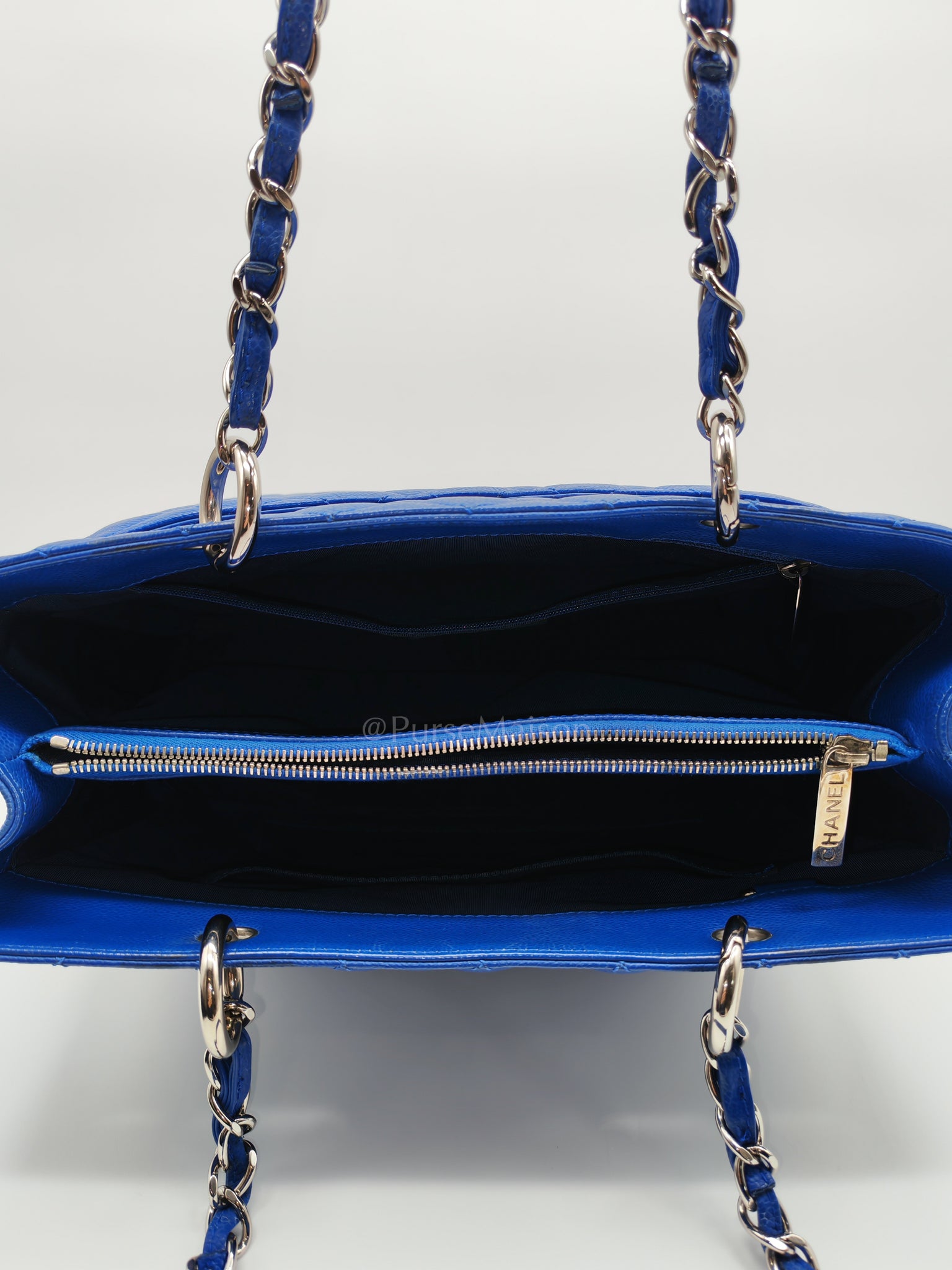 Grand Shopping Tote (GST) in Blue Caviar Leather and Silver Hardware Series 13 | Purse Maison Luxury Bags Shop