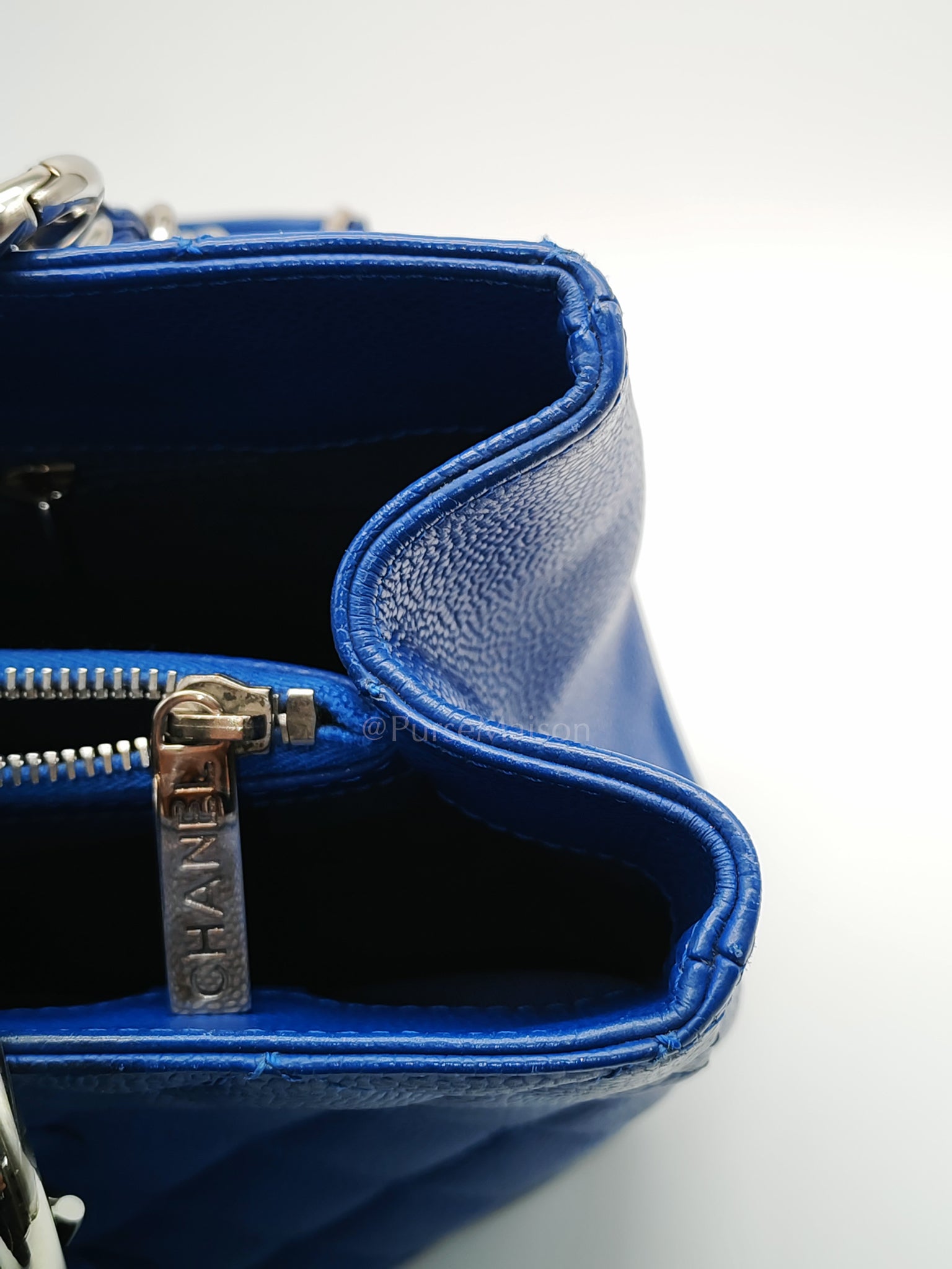 Grand Shopping Tote (GST) in Blue Caviar Leather and Silver Hardware Series 13 | Purse Maison Luxury Bags Shop