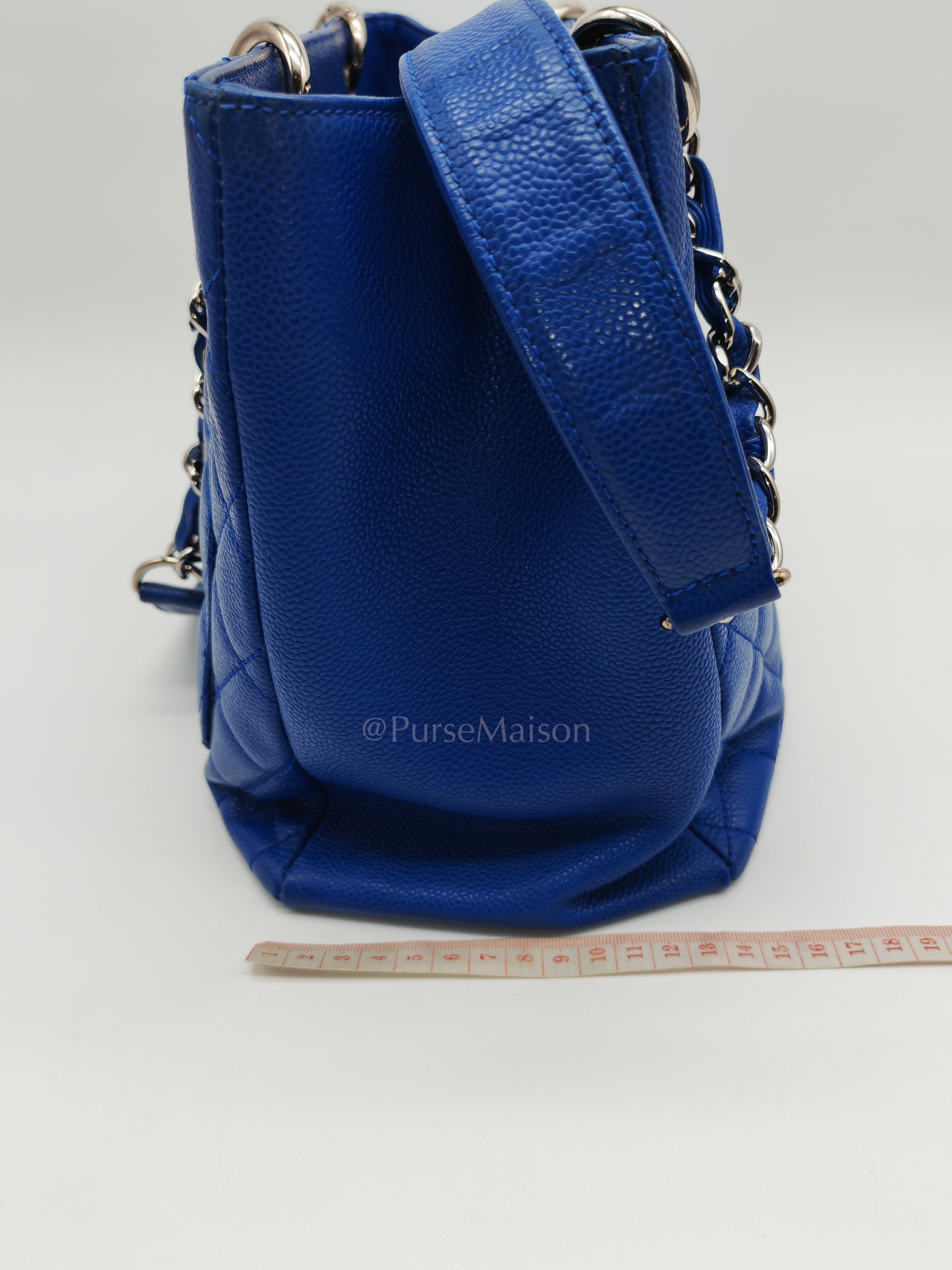Grand Shopping Tote (GST) in Blue Caviar Leather and Silver Hardware Series 13 | Purse Maison Luxury Bags Shop