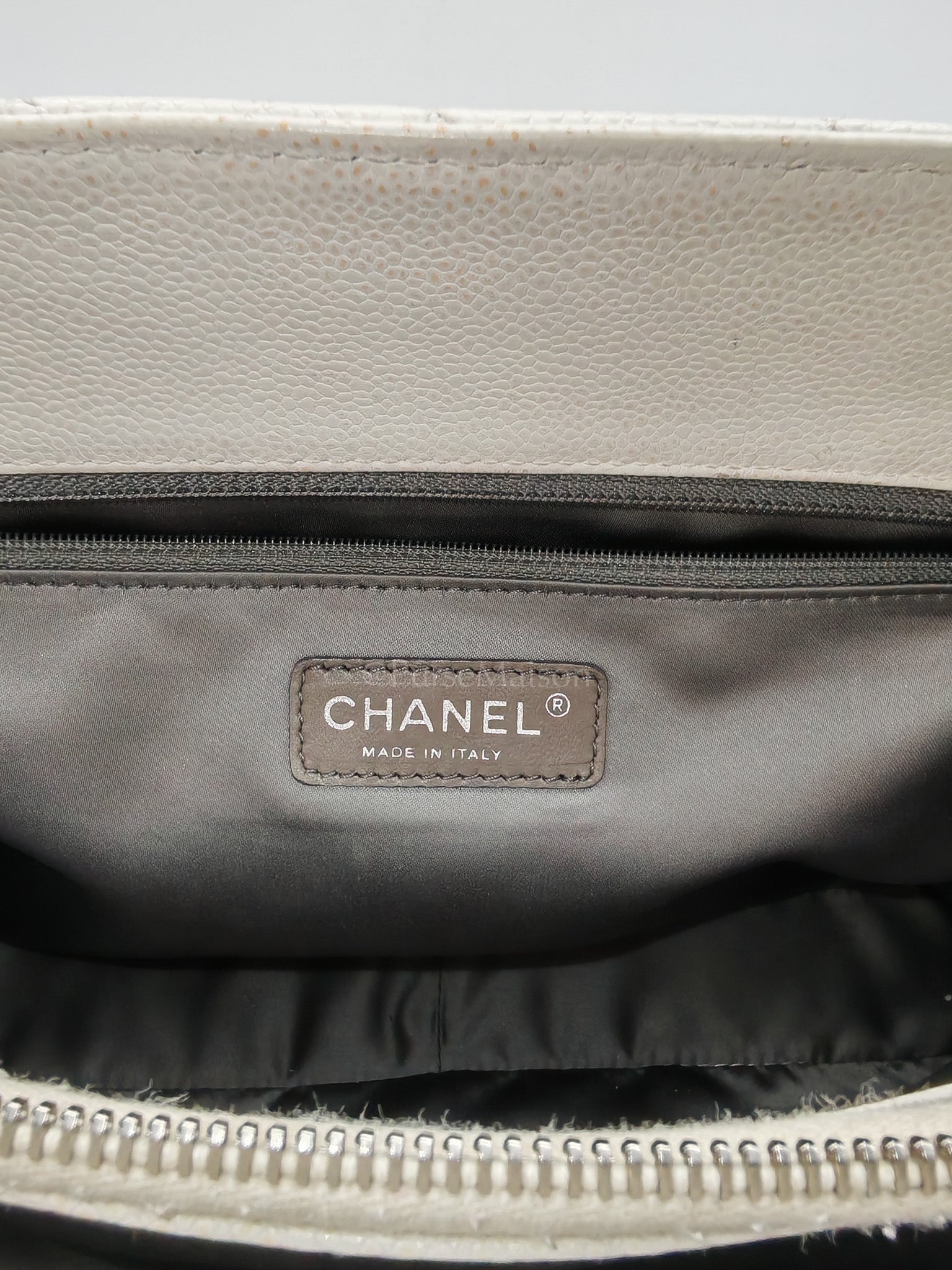 Grand Shopping Tote GST in White Caviar Leather and Ruthenium Hardware Series 13 | Purse Maison Luxury Bags Shop