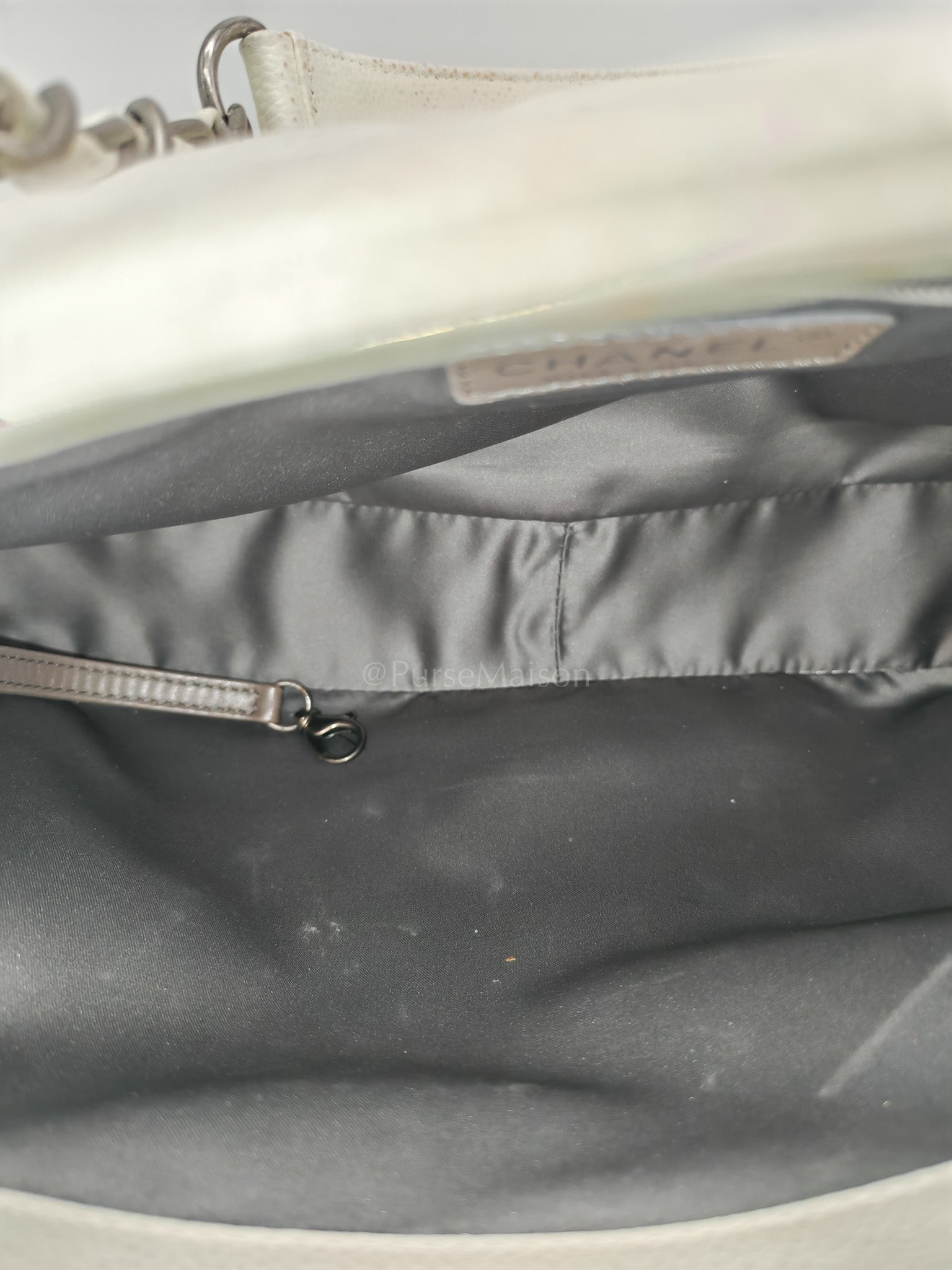 Grand Shopping Tote GST in White Caviar Leather and Ruthenium Hardware Series 13 | Purse Maison Luxury Bags Shop