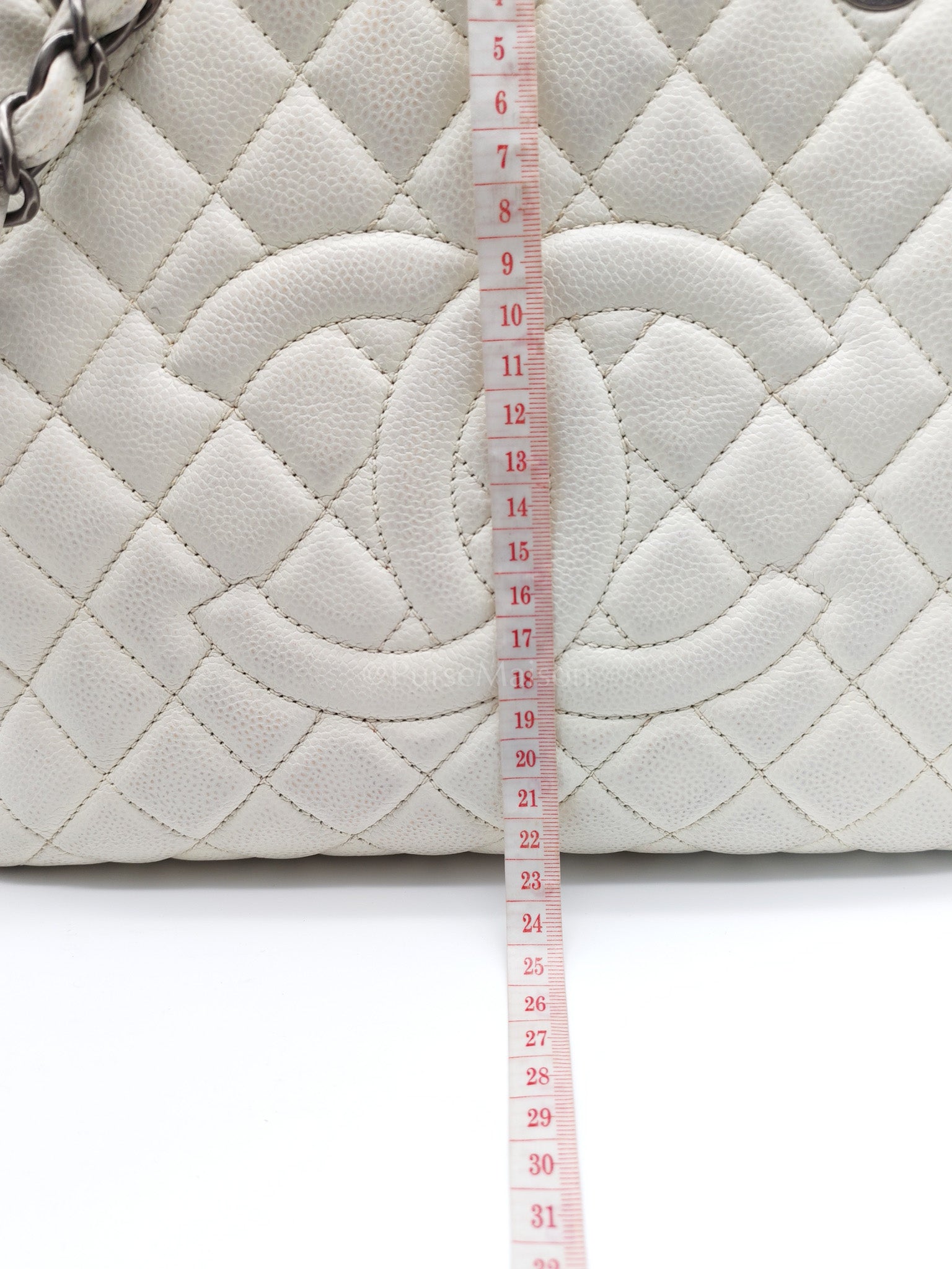 Grand Shopping Tote GST in White Caviar Leather and Ruthenium Hardware Series 13 | Purse Maison Luxury Bags Shop