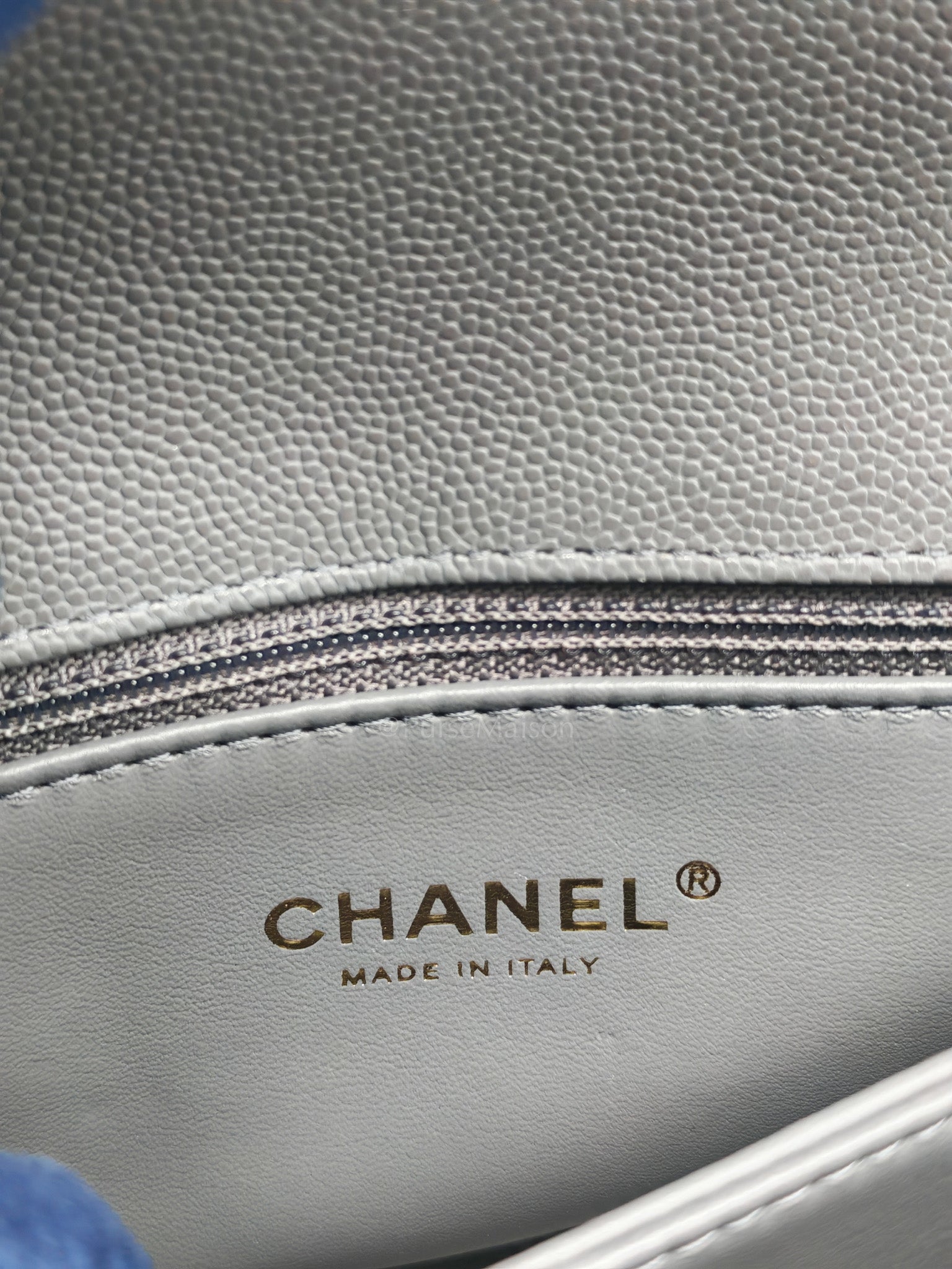 Coco Handle Small in Gray Quilted Caviar Leather & Light Gold Hardware Microchip