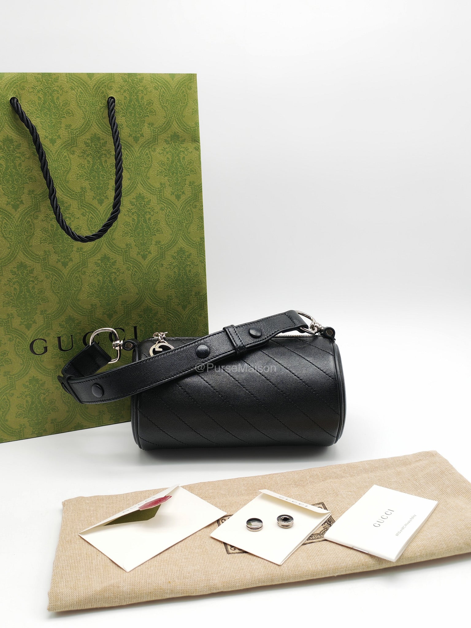 Gucci Blondie Mini Barrel in Black Calfskin Leather Shoulder Bag | Purse Maison Luxury Bags Shop