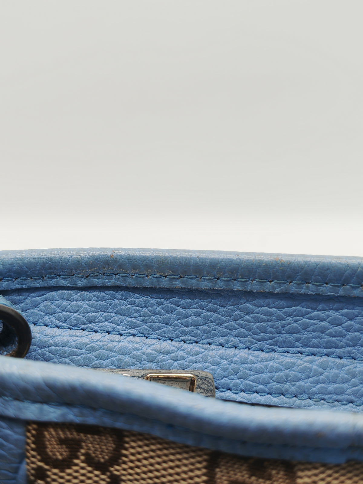 Gucci Bree Tote Bag Small in GG Supreme Canvas and Light Blue Leather | Purse Maison Luxury Bags Shop