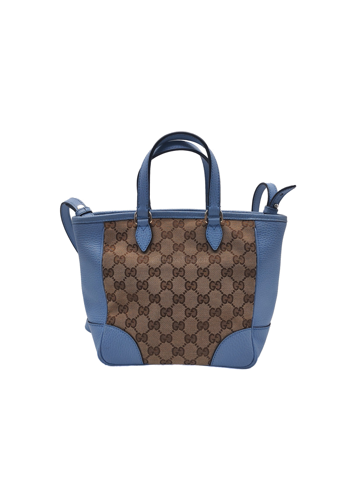 Gucci Bree Tote Bag Small in GG Supreme Canvas and Light Blue Leather | Purse Maison Luxury Bags Shop