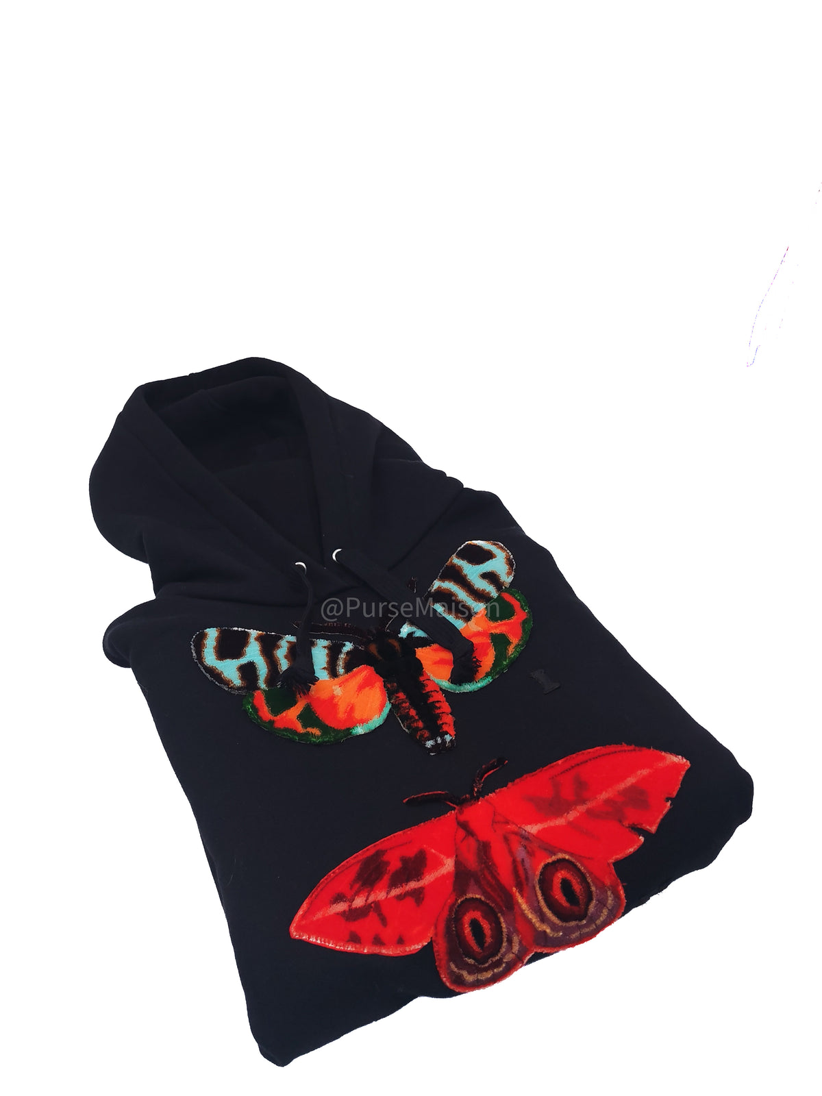 Gucci Butterfly/Moth Embroidered Hoodie Medium in Black and Red Multi Color Design | Purse Maison Luxury Bags Shop