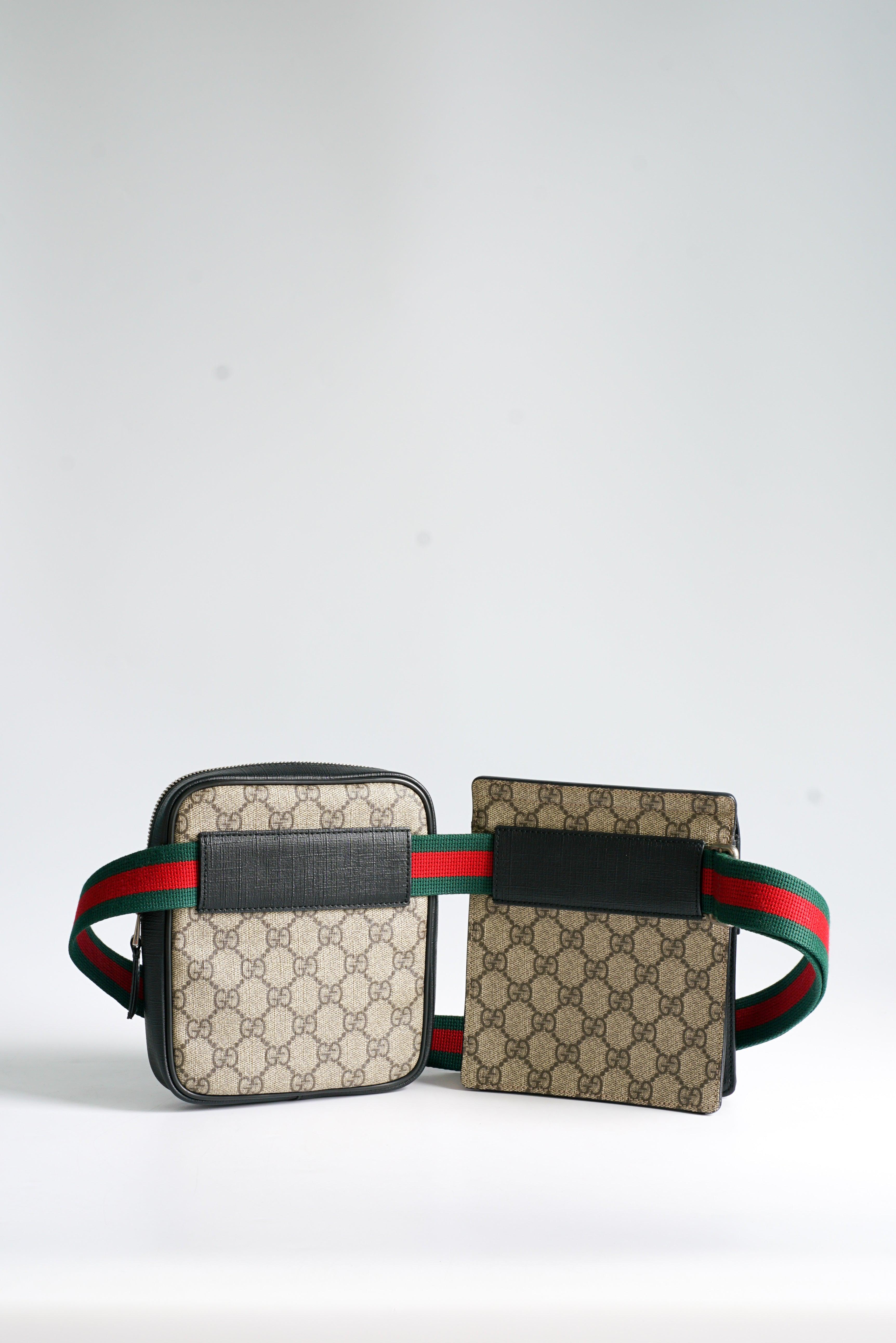 Gucci Double Web Belt Bag GG Supreme Canvas for Men