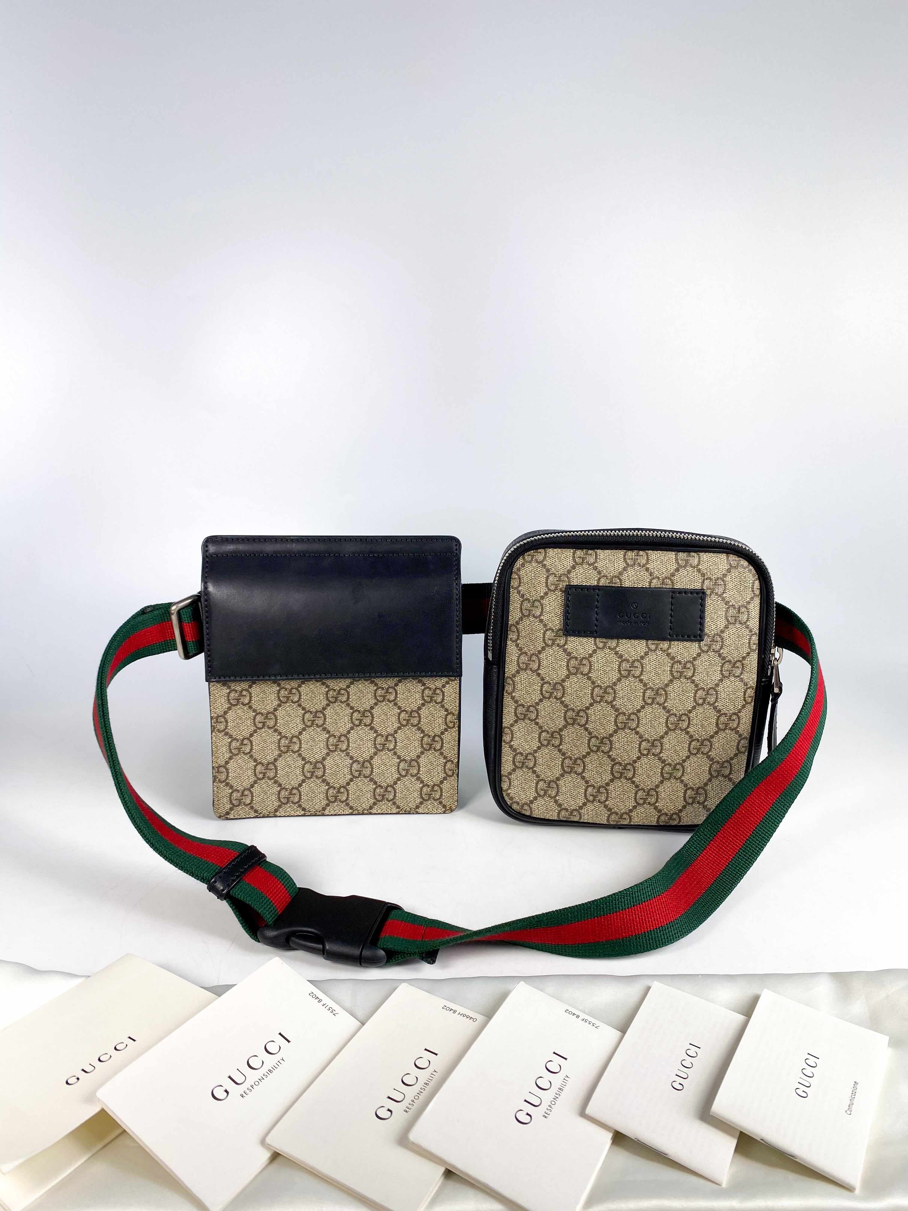 Gucci Double Web Belt Bag GG Supreme Canvas for Men