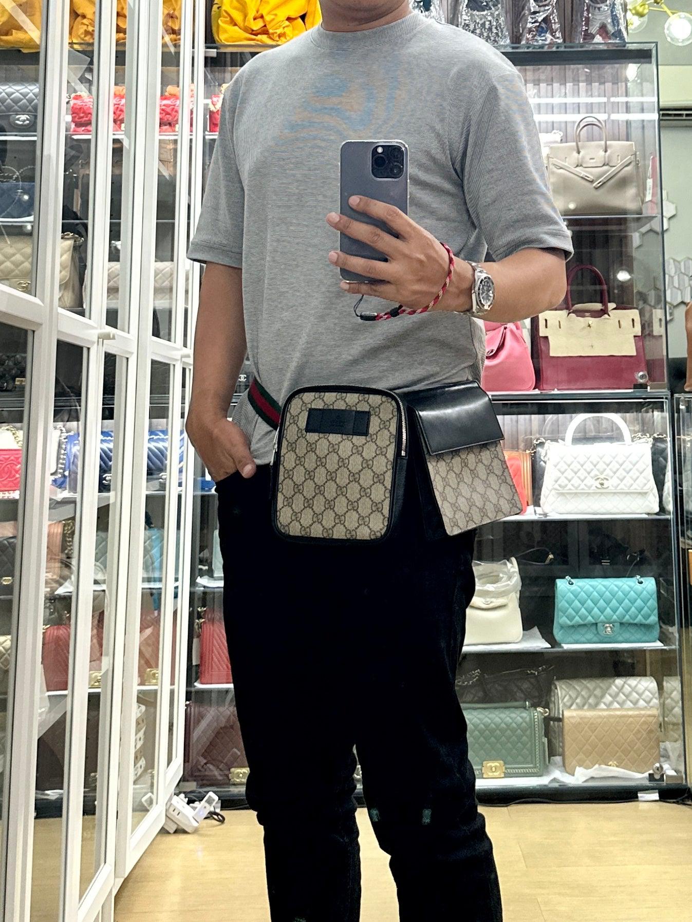 Gucci Double Web Belt Bag GG Supreme Canvas for Men