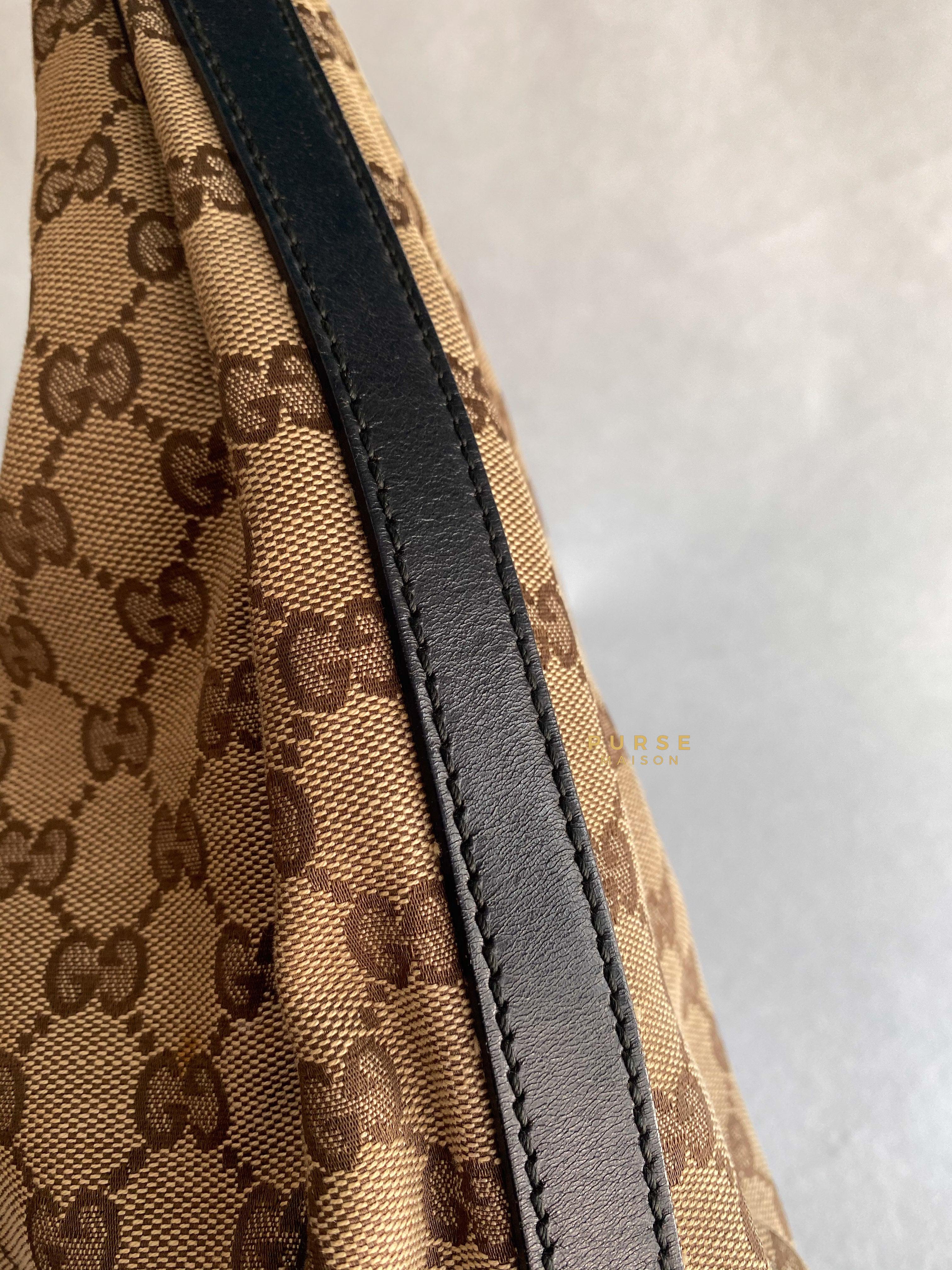 Gucci GG Canvas Beige/Brown Leather Large Hobo Bag | Purse Maison Luxury Bags Shop