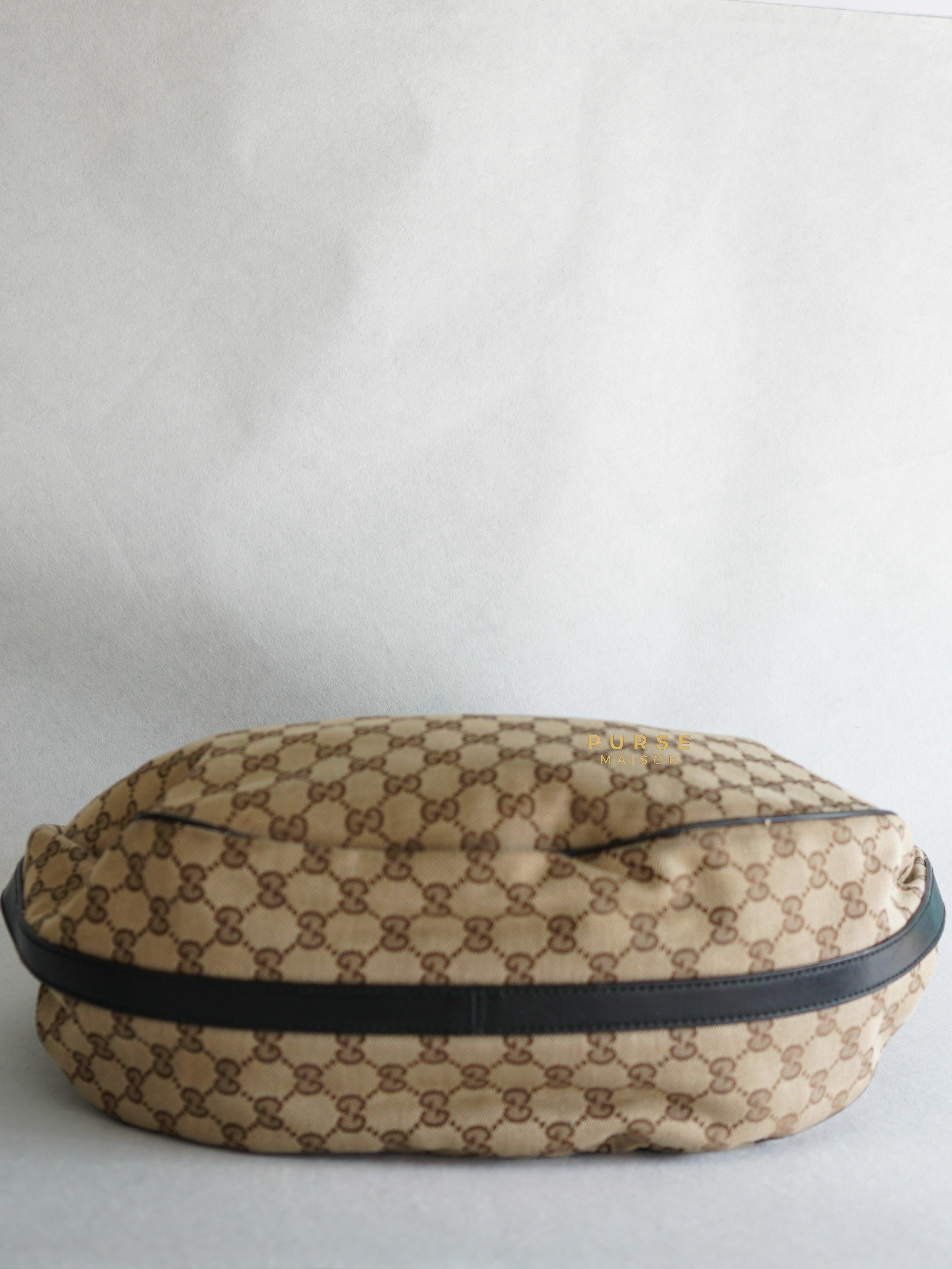 Gucci GG Canvas Beige/Brown Leather Large Hobo Bag | Purse Maison Luxury Bags Shop