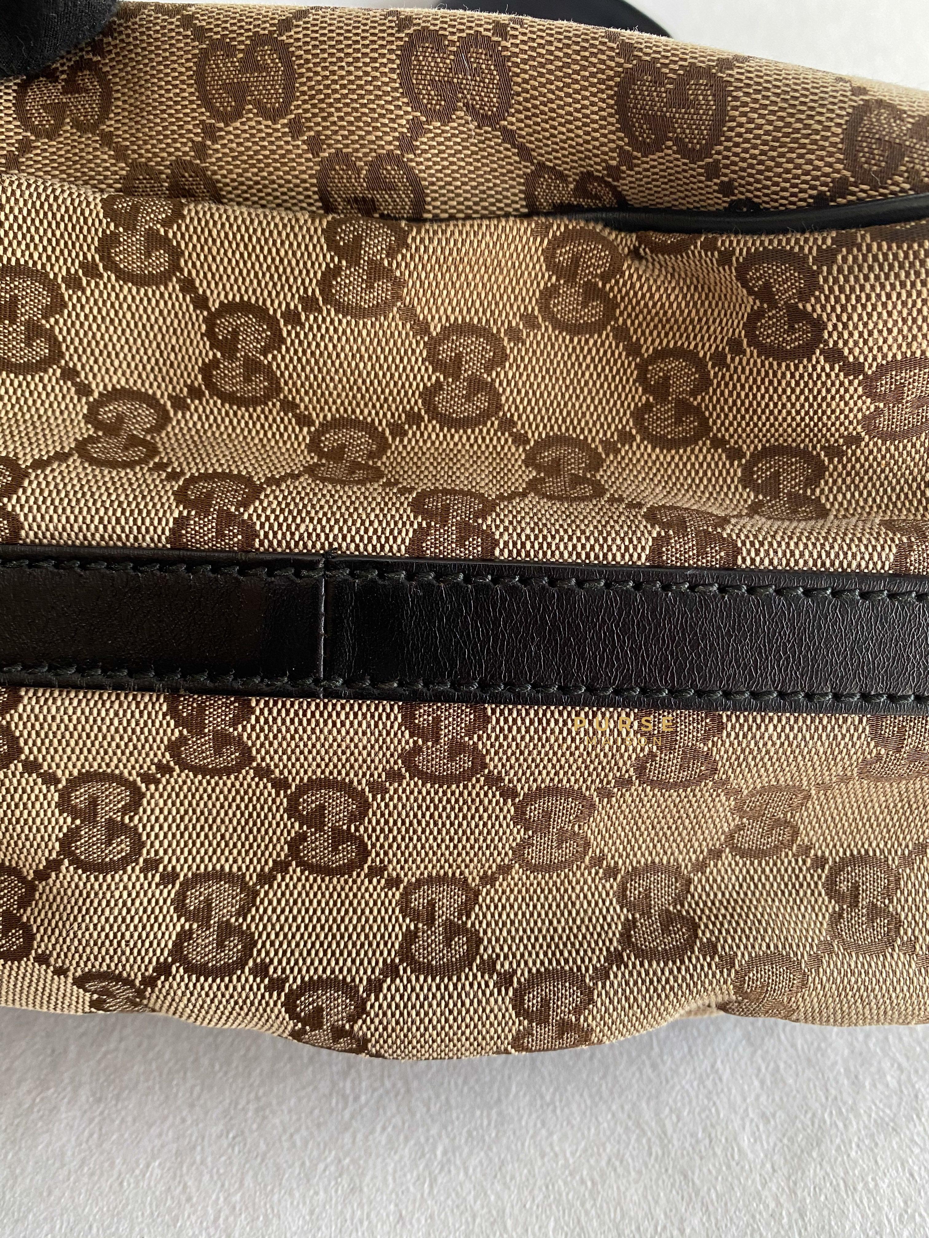 Gucci GG Canvas Beige/Brown Leather Large Hobo Bag | Purse Maison Luxury Bags Shop