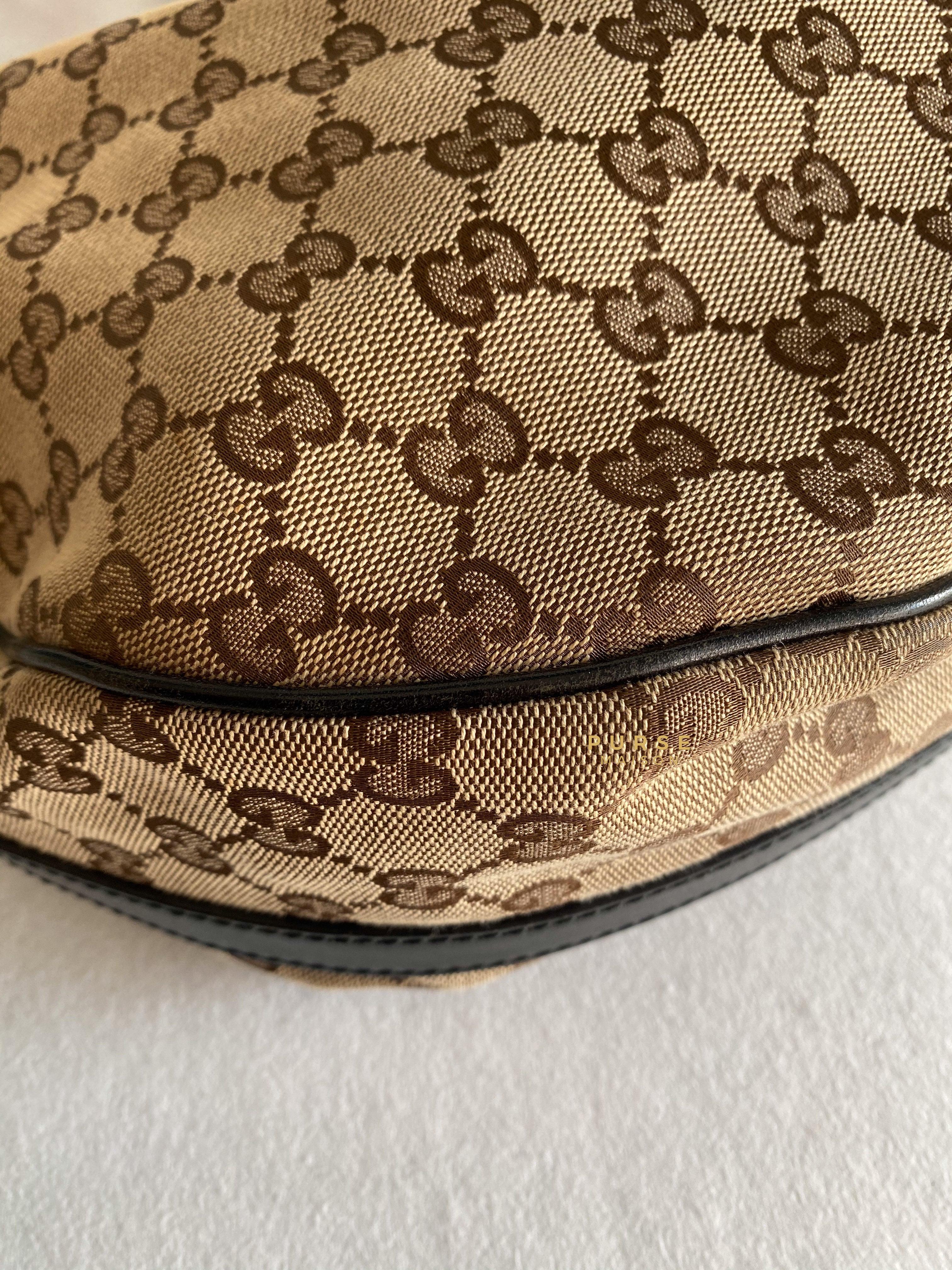 Gucci GG Canvas Beige/Brown Leather Large Hobo Bag | Purse Maison Luxury Bags Shop