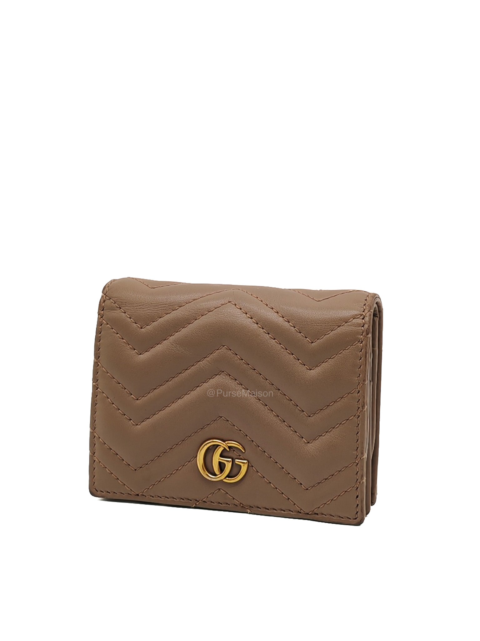 Gucci GG Marmont Bifold Wallet in Dusty Rose Calfskin Leather | Purse Maison Luxury Bags Shop