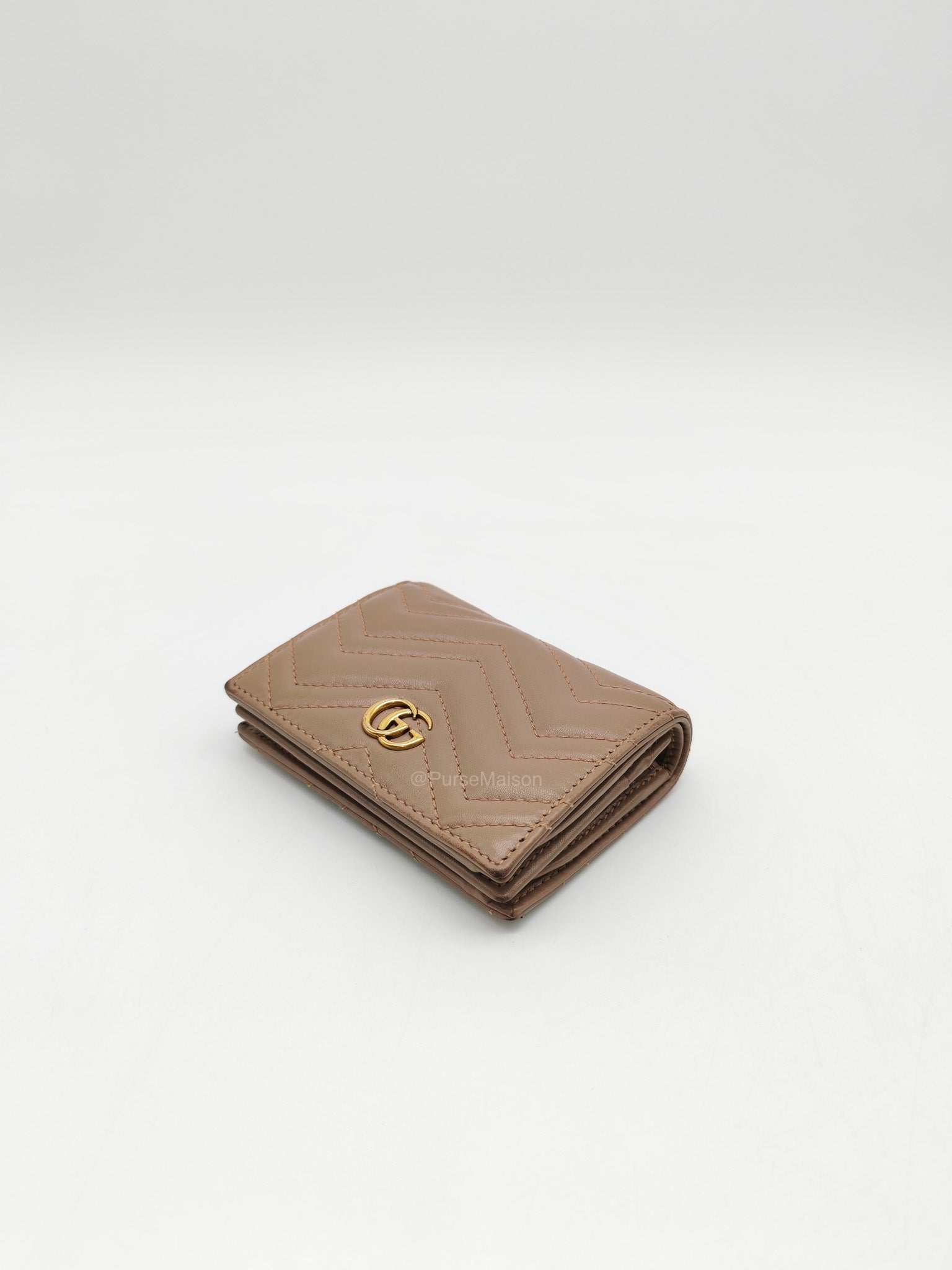 Gucci GG Marmont Bifold Wallet in Dusty Rose Calfskin Leather | Purse Maison Luxury Bags Shop